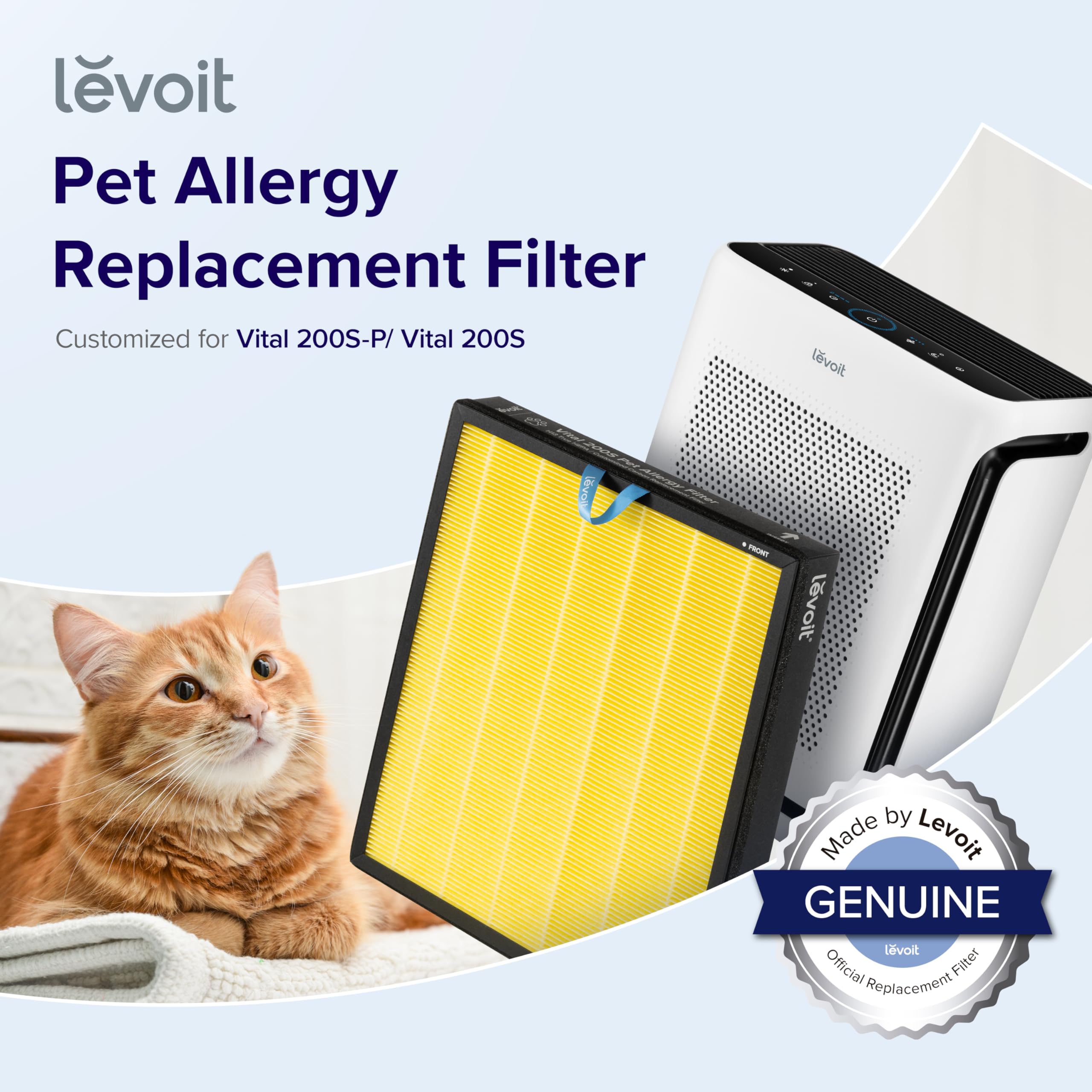 Levoit Vital 200S P Pet Allergy Air Purifier Replacement, Supports Hepa Sleep Mode, 3 In 1 Filter, Efficiency Activated Carbon,