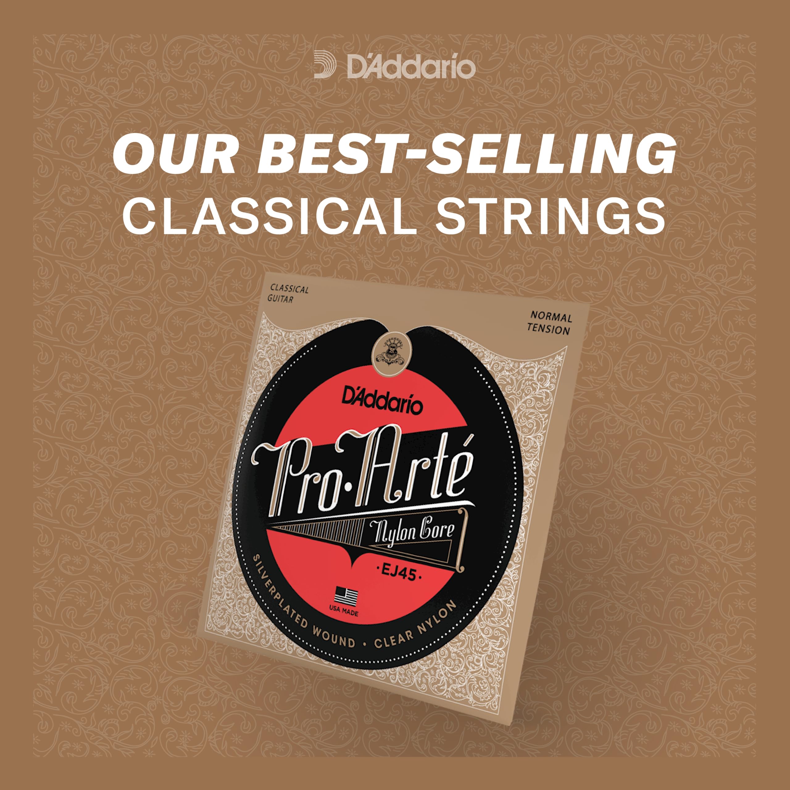 D'Addario Guitar Strings   Pro Arte Classical Guitar Strings   Ej46Ff Carbon Strings   Silver Plated Wrap, Composite Dynacore, Carbon Trebles   Hard Tension