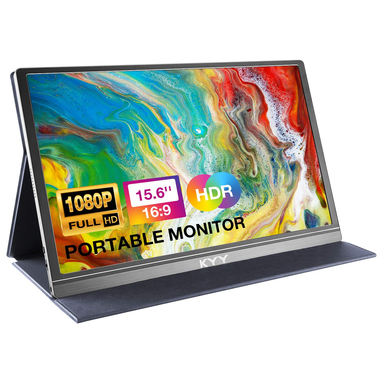 Kyy Portable Monitor 15.6Inch 1080P Fhd Usb C, Hdmi Computer Display Hdr Ips Gaming Monitor W/Premium Smart Cover & Screen Prote