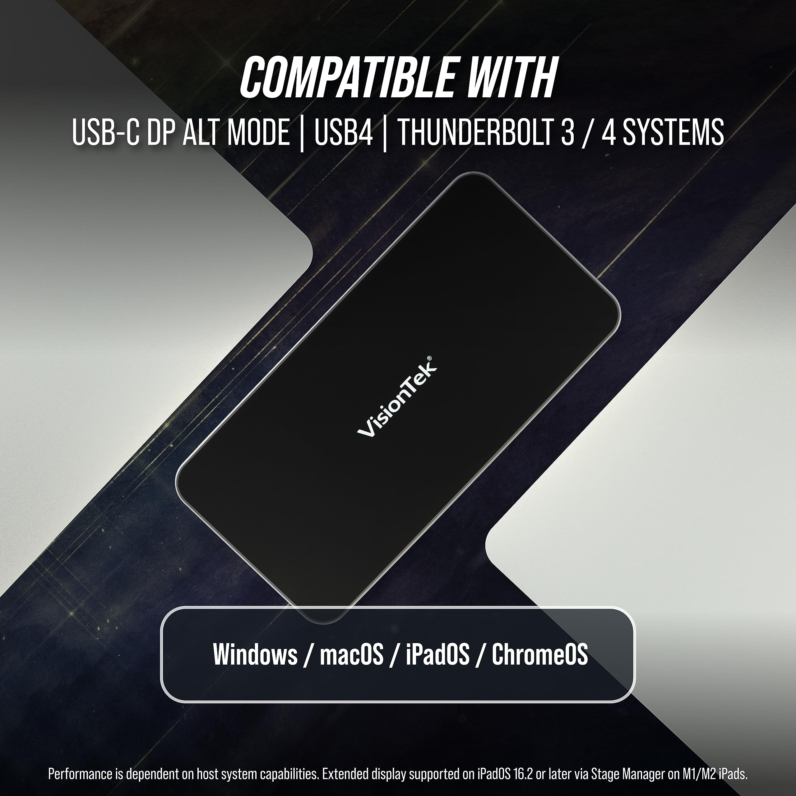 Visiontek Vt350 Portable Usb-C Dual Monitor Hub - 1X Dp, 1X Hdmi, 2X Usb-A, 1X Ethernet, 1X Usb-C For Windows/Macos/Chromeos/Ios