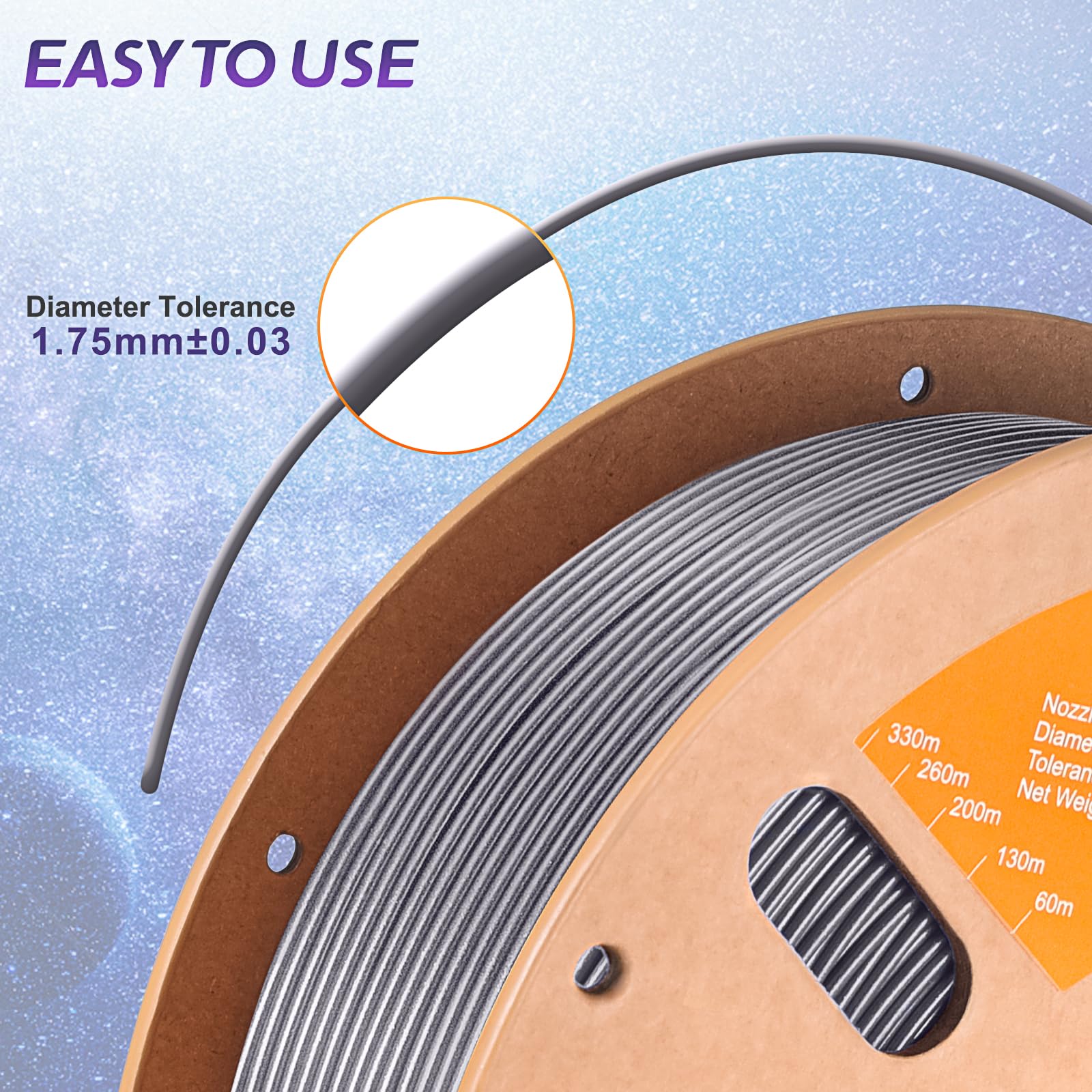 Eryone Sparkly Glitter Shining Pla Filament For 3D Printer, 1.75Mm, Tolerance: 0.03Mm, 1Kg(2.2Lbs)/Spool, Silver