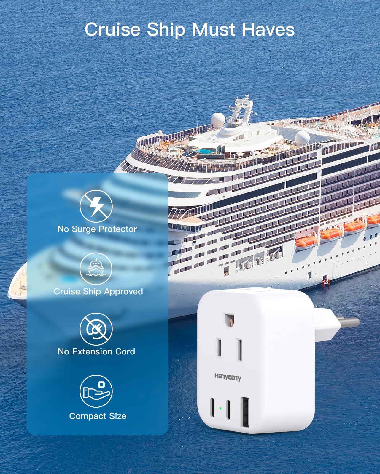 Italy Travel Plug Adapter, Type L Power Plug Adapter With 2 Outlets 3 Usb Ports(2 Usb C) For Us Usa To Italy Rome Uruguay Chile