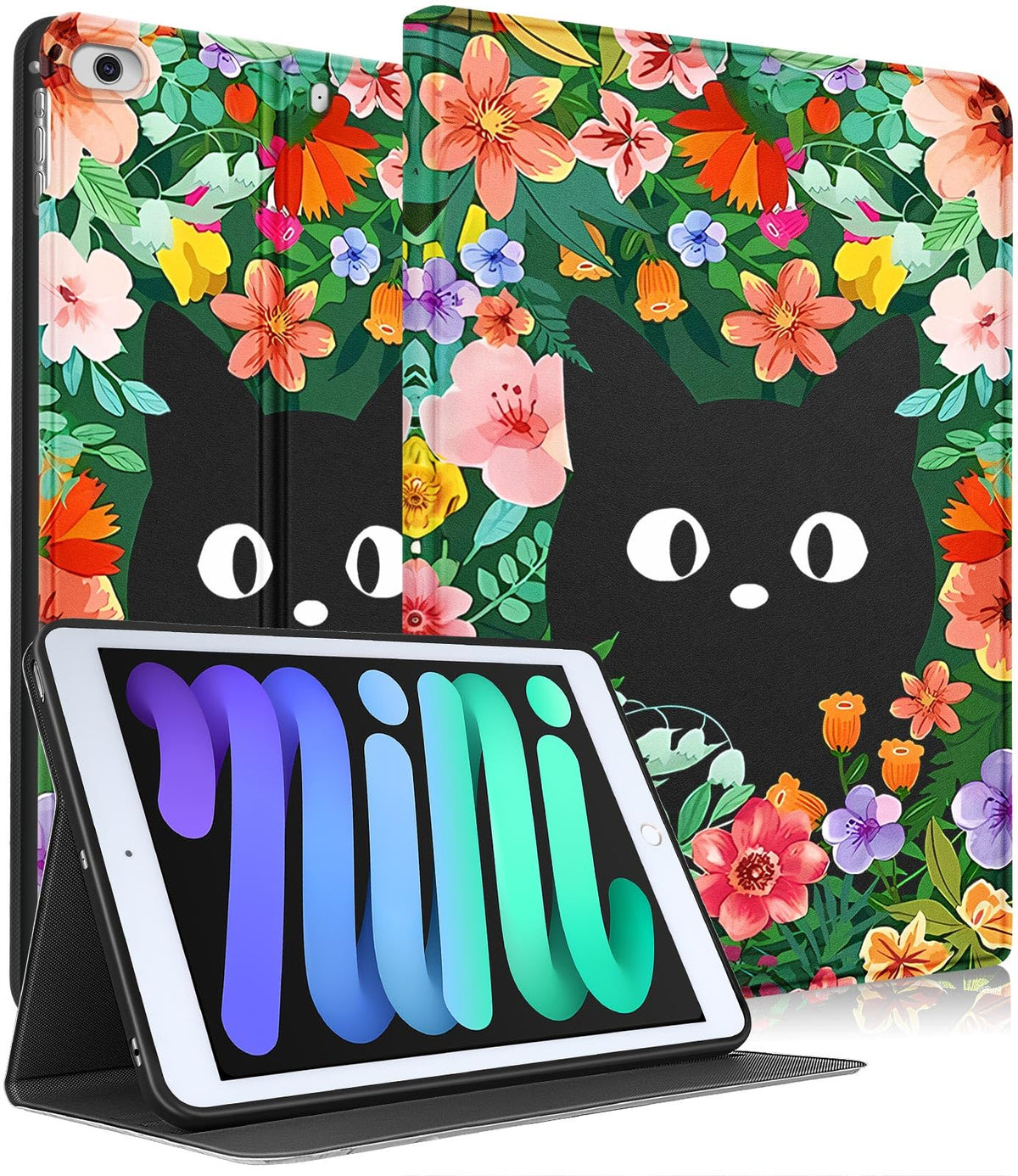 Uppuppy For Apple Ipad Mini 5/4/3/2/1 Case, For Ipad Mini 5Th/4Th/3Rd/2Nd/1St Generation Case Kids Cute Kawaii Folio Women Flowe
