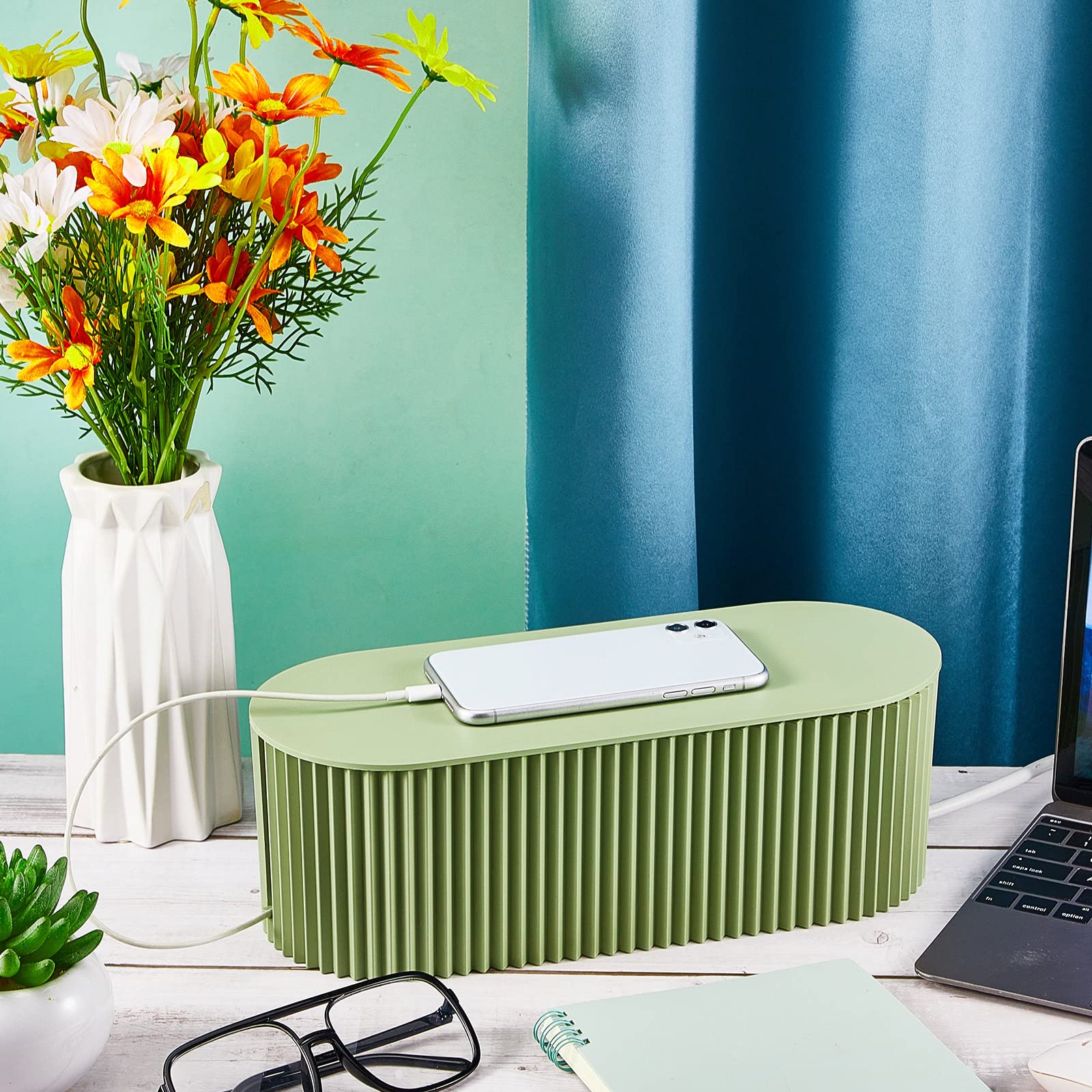 2 Pcs Cable Management Box Cord Hider Box Cord Organizer With 46 Pcs Cable Management Kit, Wire Box For Power Strips, Surge Prot