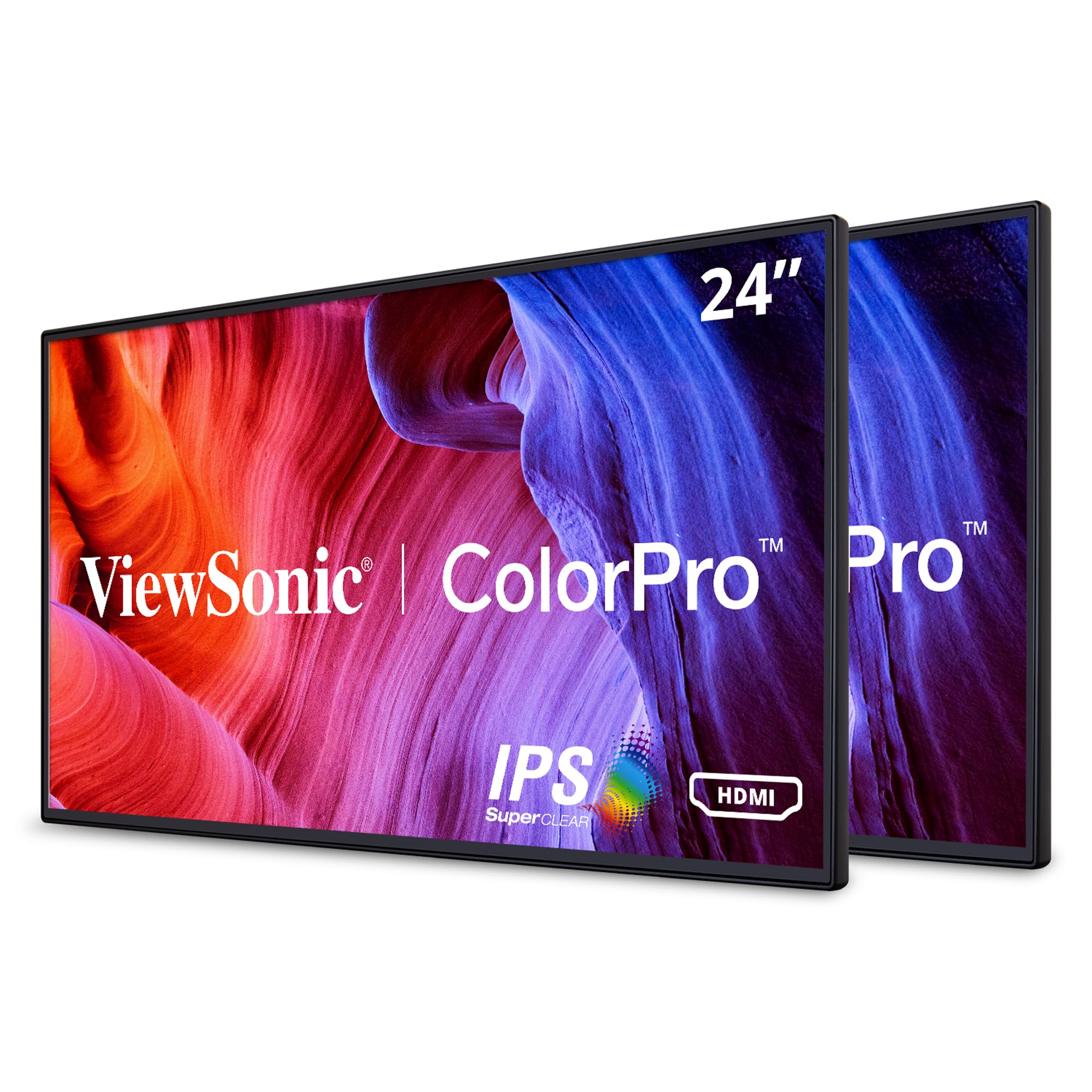 ViewSonic VP2468_H2 24-Inch Premium Dual Pack Head-Only IPS 1080p Monitors with ColorPro 100% sRGB Rec 709, 14-bit 3D LUT, Eye C