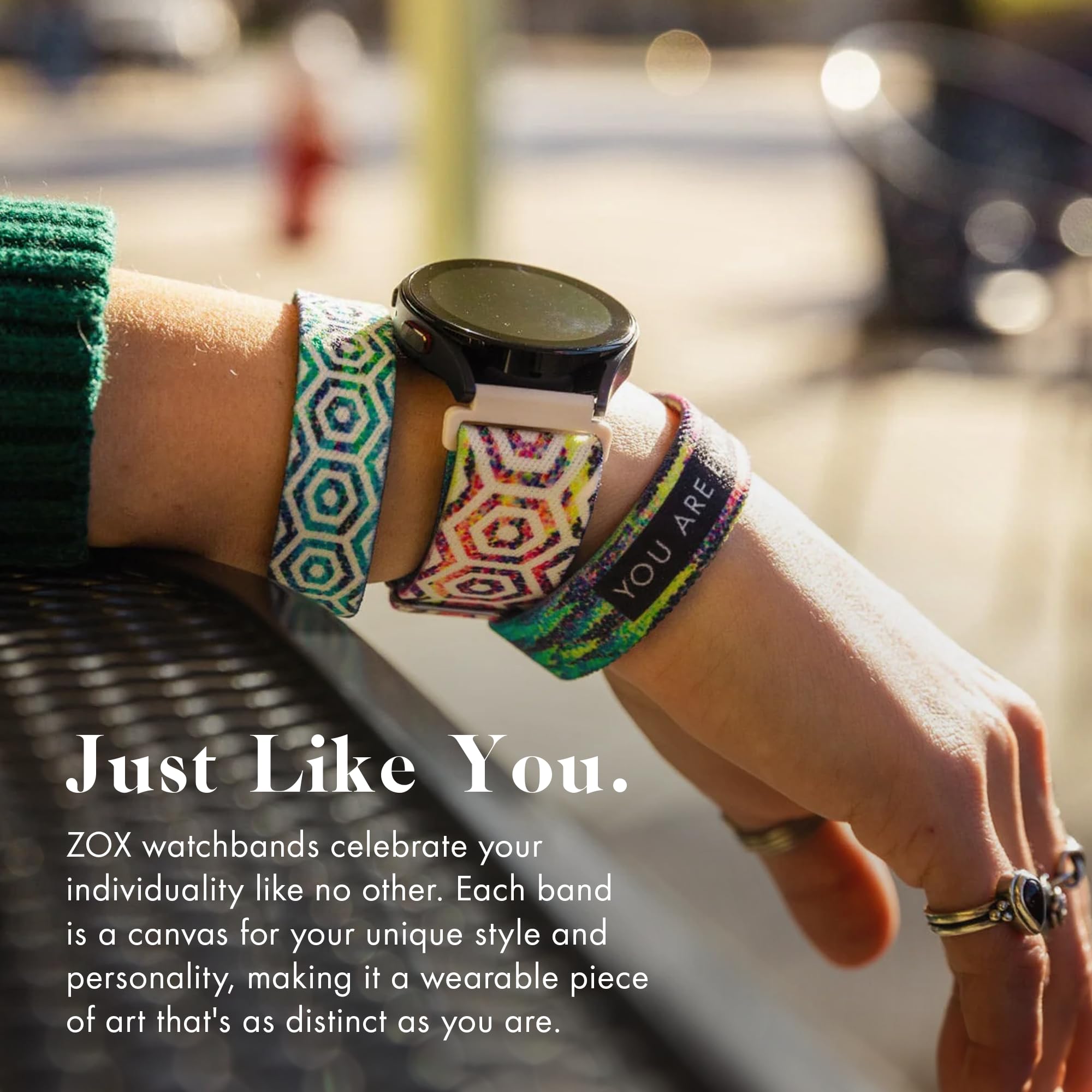 Zox Android Smart Watch Band - You Are Enough | Soft, Adjustable Elastic Band With Motivational Affirmations And Beautiful Artwo