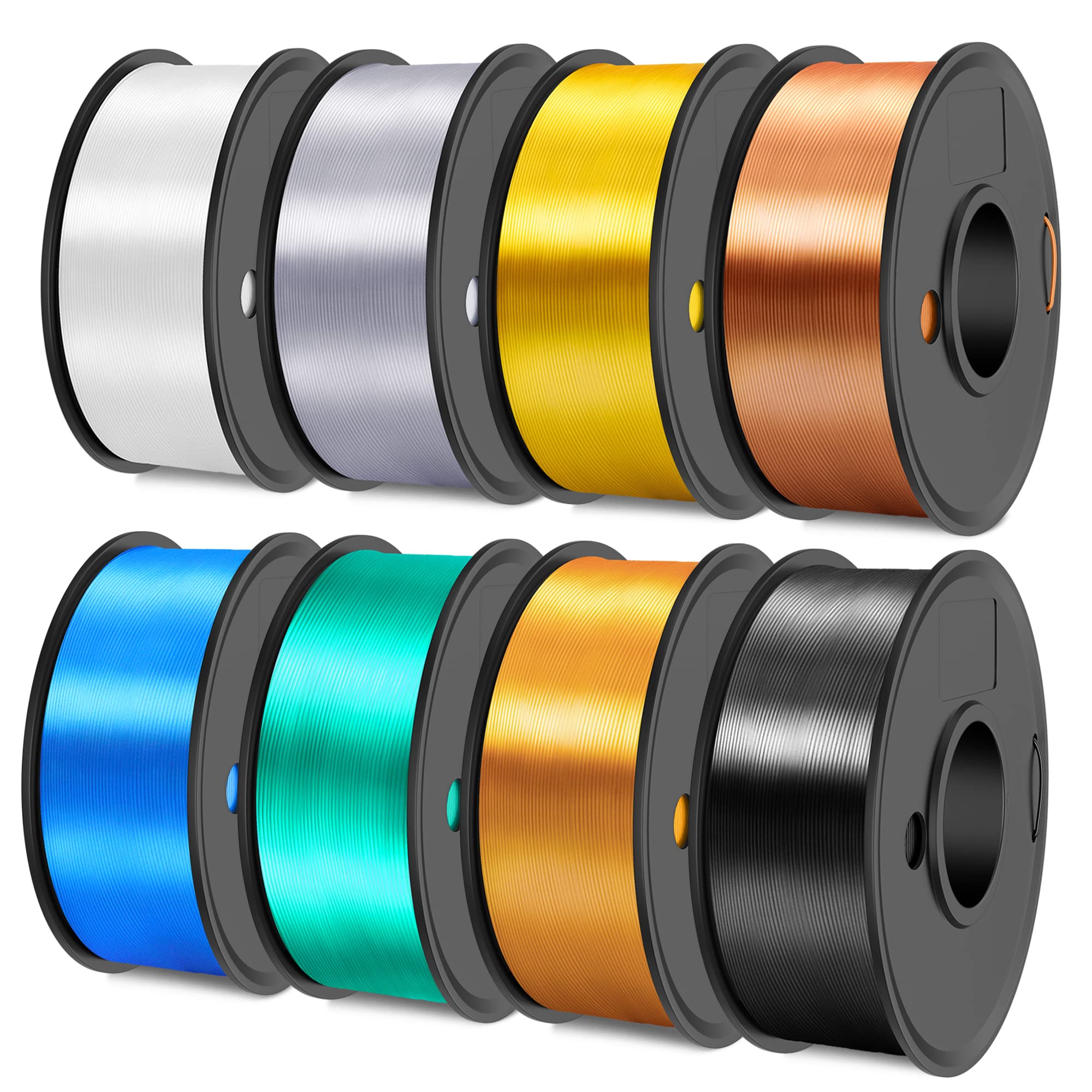 Sunlu 3D Printer Filament, 250G Pla Silk Filament Bundle, 1.75Mm Smooth Silk Filament Muticolor, Neatly Wound Filament, 250G Spo
