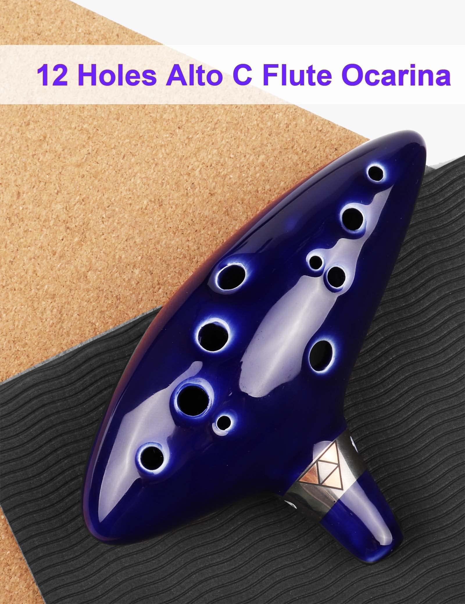 Mr.Power 12 Holes Ocarina Alto C Flute Occarina Taps Blue Ceramic/Clay Stl Orcarina Inspired Of Time With Bag And Song Book, Compatible For Beginners, Zelda Fans, Musical Instruments