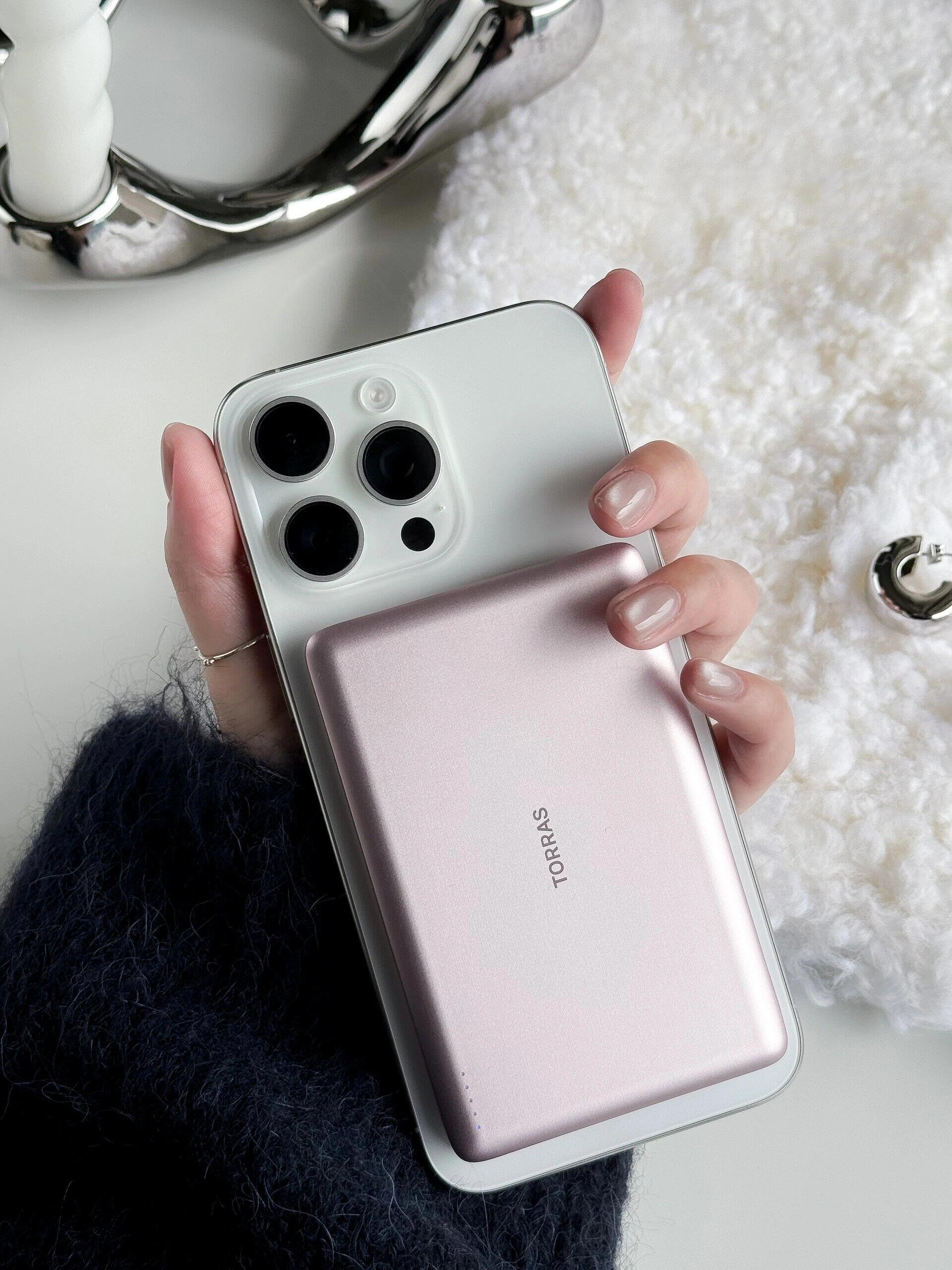 Torras Minimag Power Bank, 5,000Mah Wireless Portable Charger With Usb C Cable, [Ultimate Slim] Fast Charging Durable Magnetic B