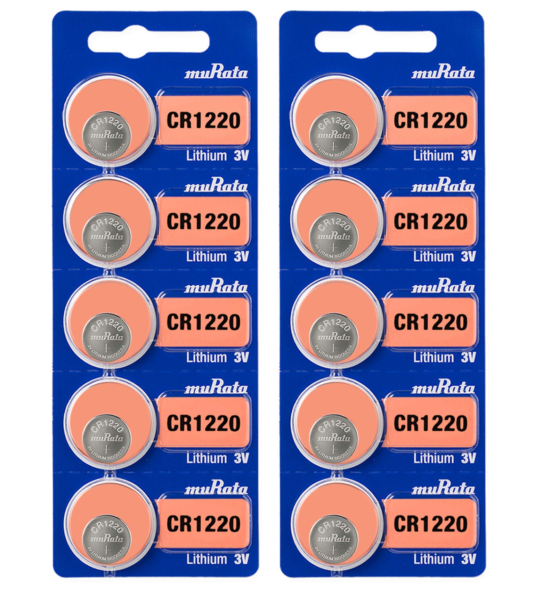 Murata Cr1220 Battery Dl1220 Ecr1220 3V Lithium Coin Cell (10 Batteries)