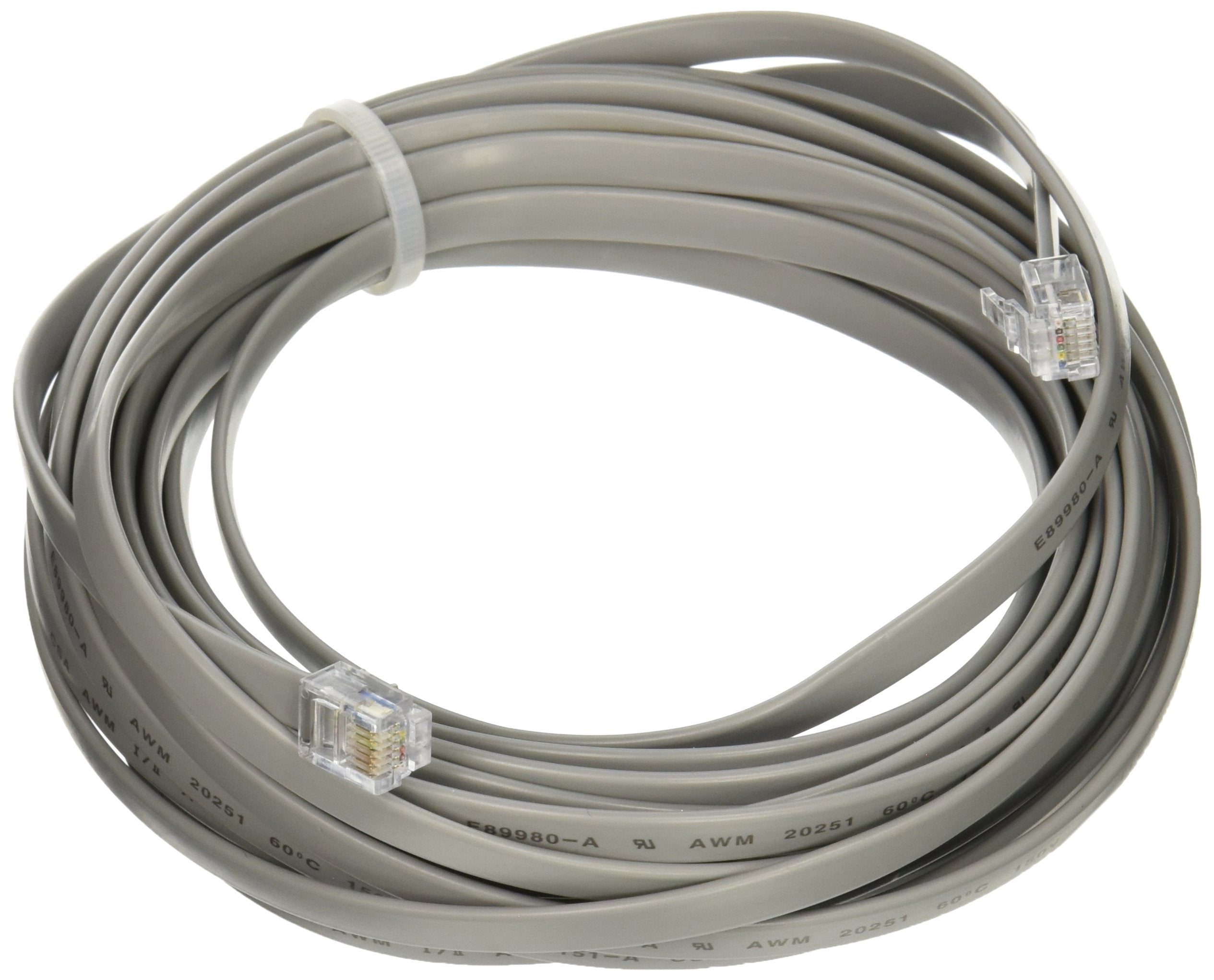 C2G/Cables To Go 08114 Rj 12 6P6C Straight Modular Cable (25 Feet, Silver)