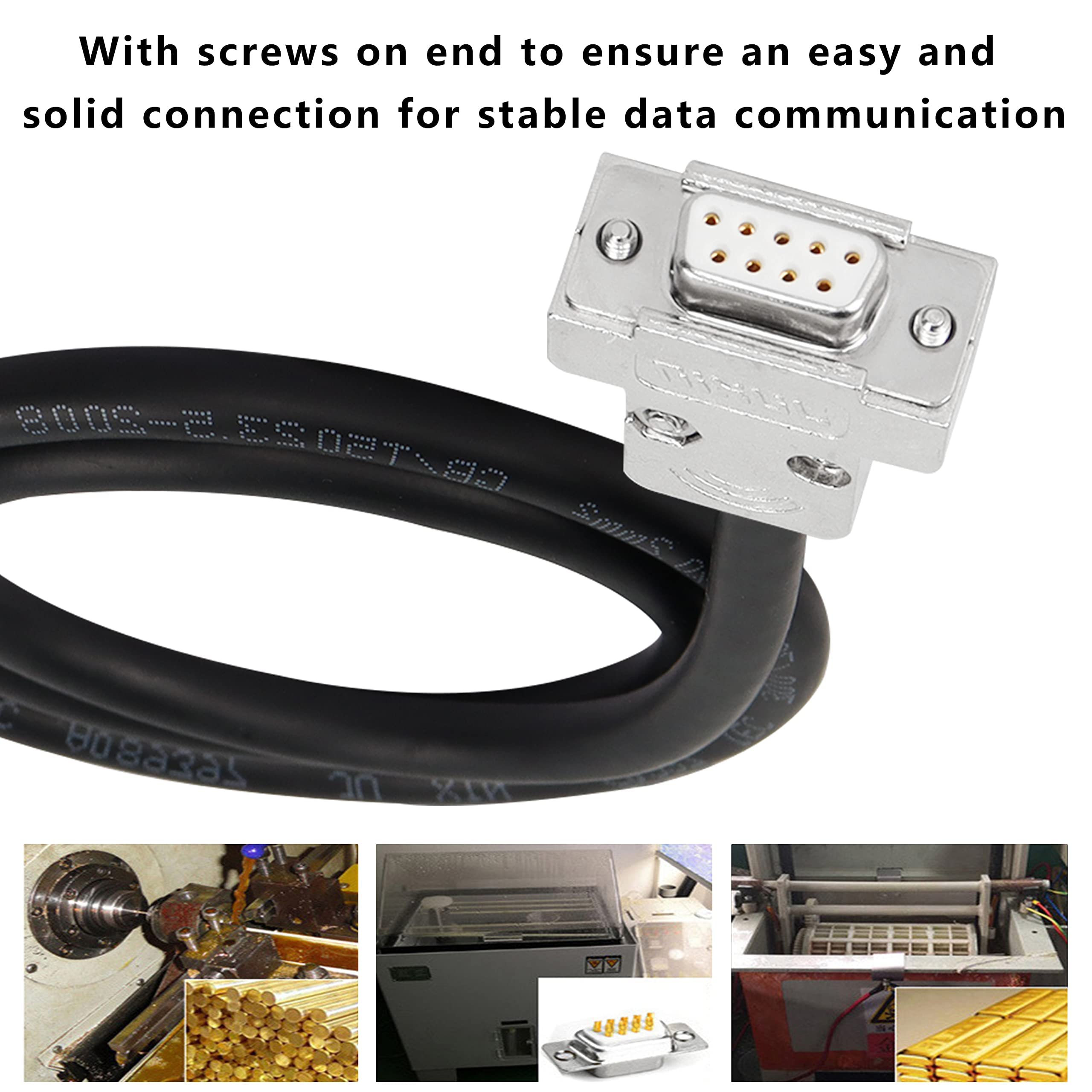 Xmsjsiy Db9 Connector Adapter Cable, D Sub 9Pin Rs232 Rs485 Serial Port Extension Cable Replacement With Bare Wire 22Awg (Db9 Fe