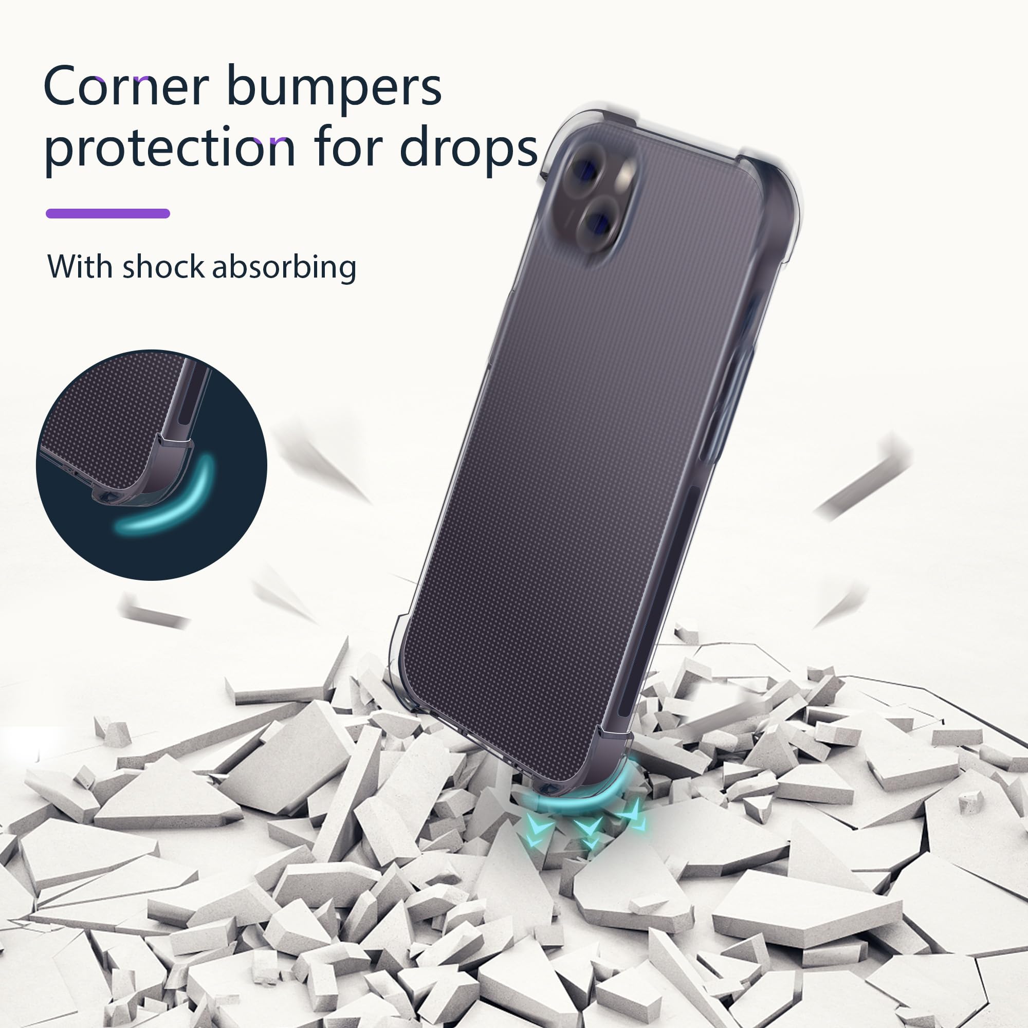 Quanzhou Chenchenchen E Commerce Co.,Ltd Designed For Iphone 14 Case 6.1 Inch, Shockproof Bumper Cover, Anti Scratch Clear