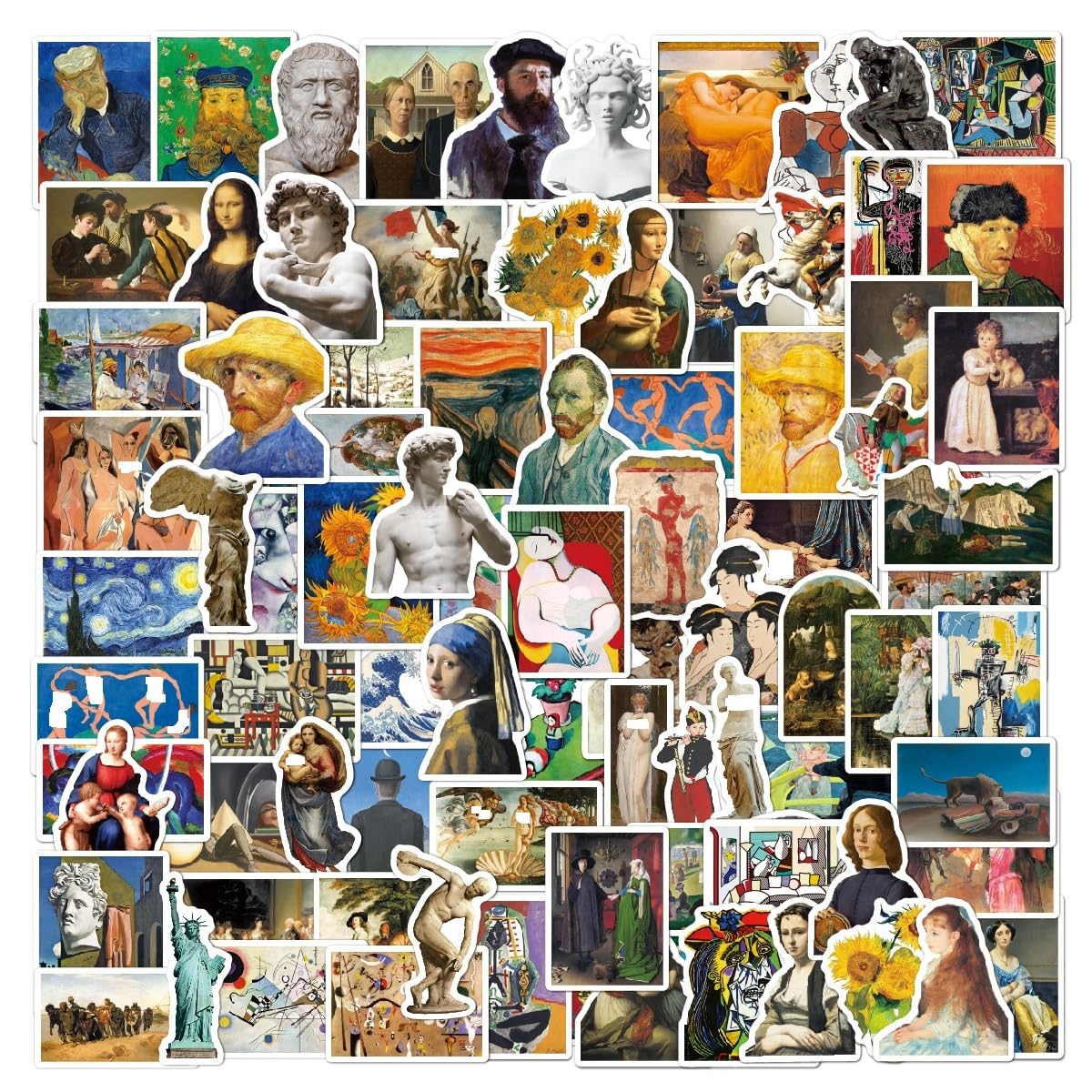 Aspcsmomt 104 Pcs Famous Art Painting Stickers Pack,Aesthetic Stickers For Laptop Phone Water Bottles Bike Scapbook Computer,Wat