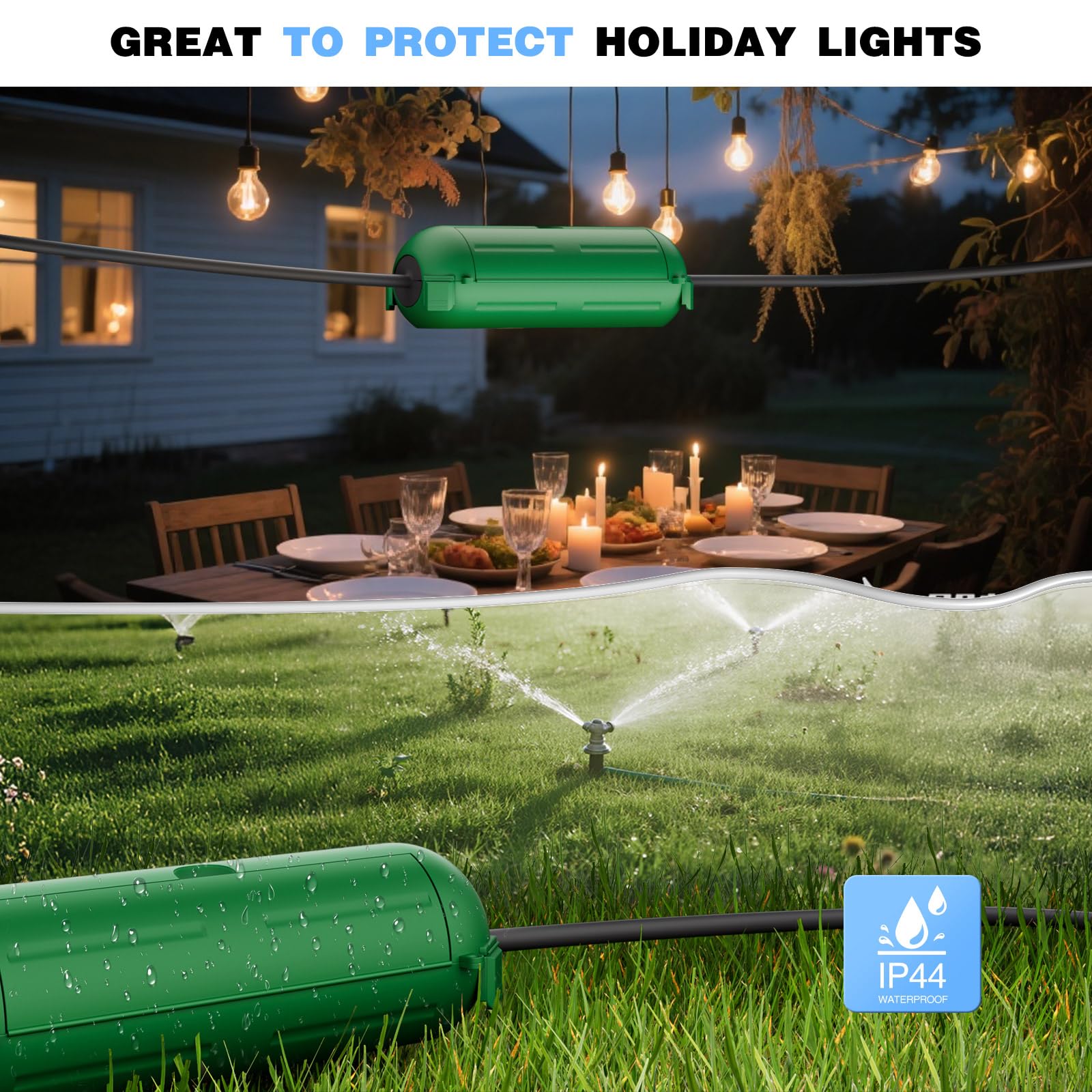 [9 Pack] Outdoor Extension Cord Safety Cover, Ip44 Waterproof Connection Protector, Weatherproof Electrical Box For Outdoor Plug, Outlet, Holiday Light, Halloween And Christmas Decorations, Green