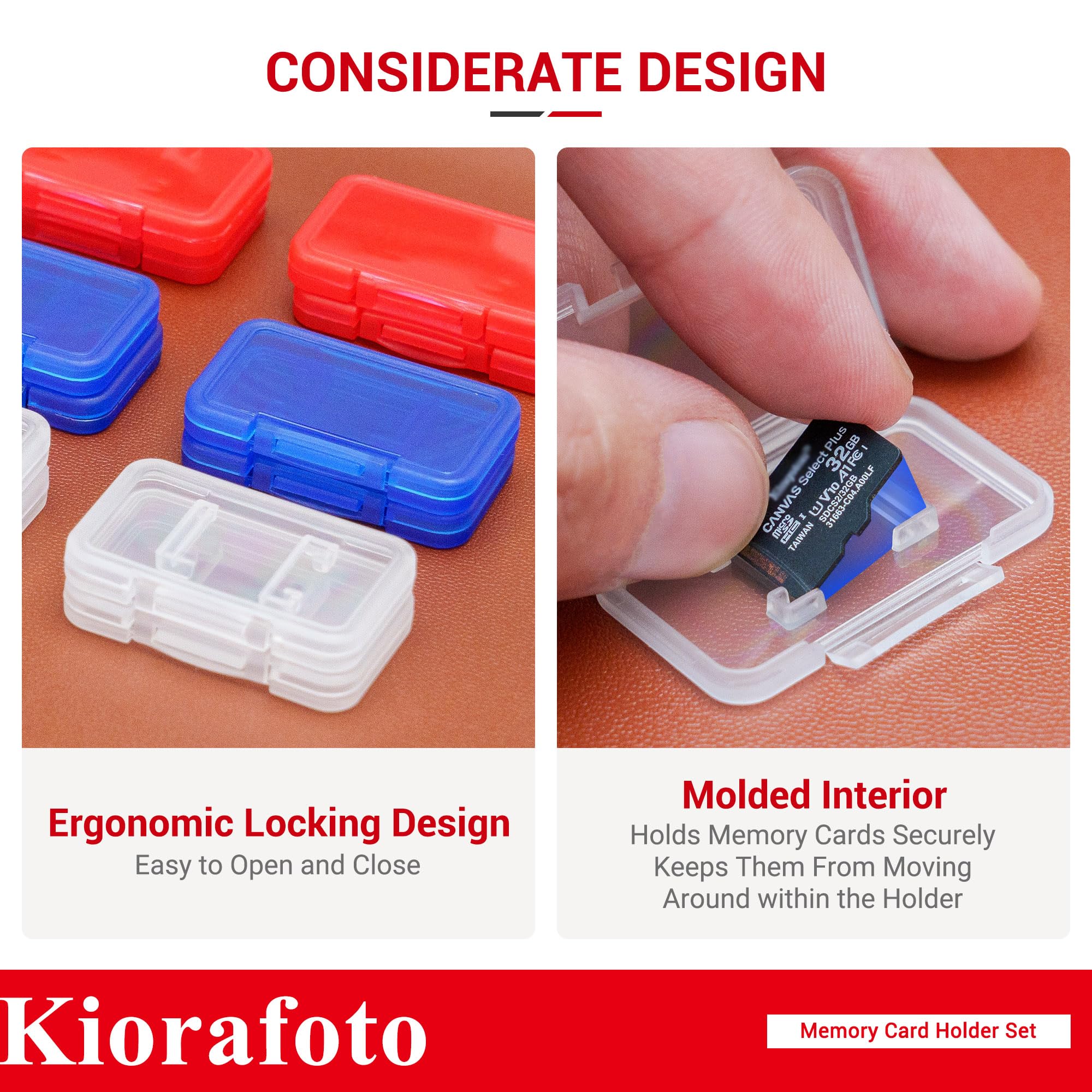 Kiorafoto 18 Pcs Multi Color Clear Plastic Memory Card Holder Case For 18 Micro Sd Sdxc Sdhc Tf Cards, Transparent Microsd Msd M