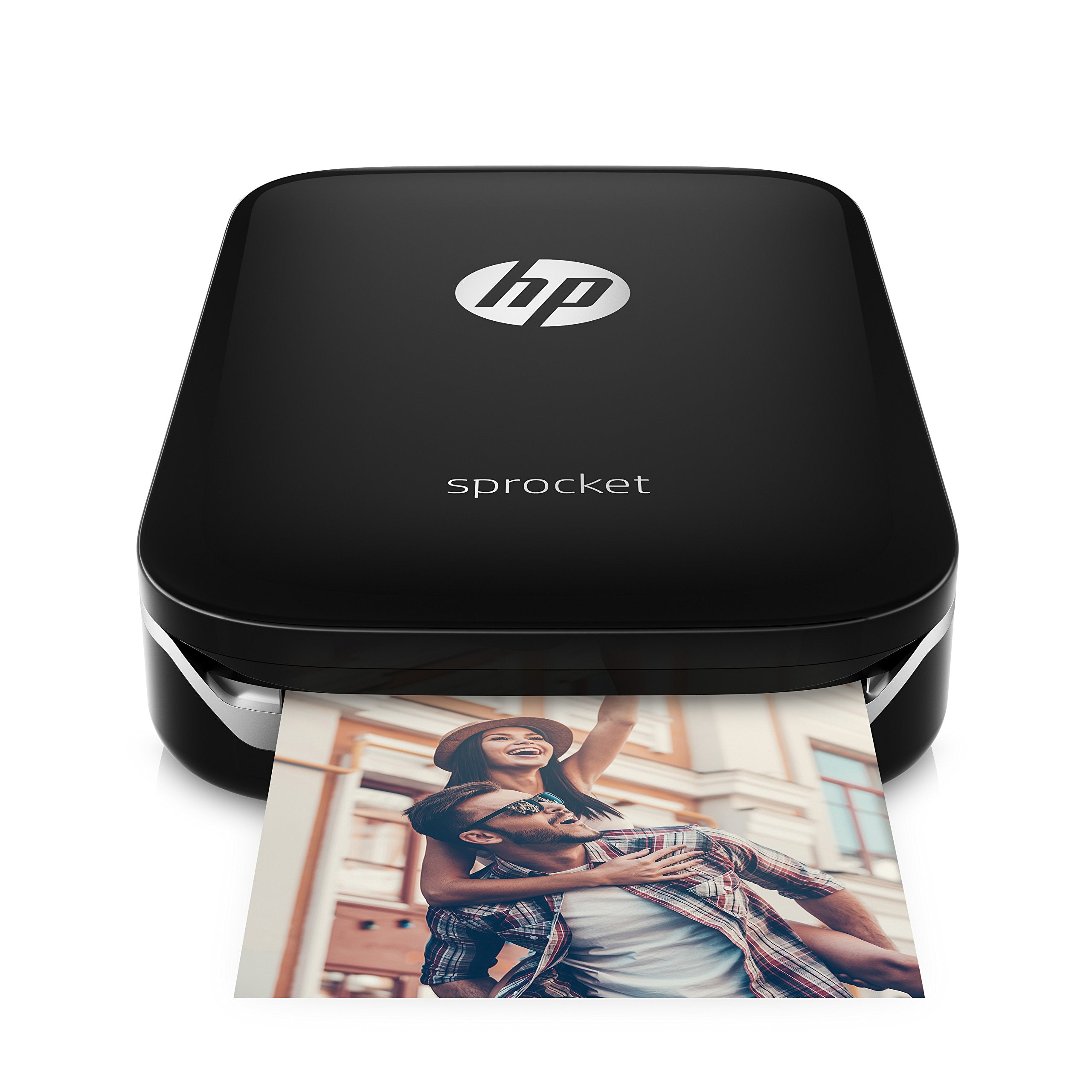 HP Sprocket Portable Photo Printer, Print Social Media Photos on 2x3 Sticky-Backed Paper - Black (X7N08A)