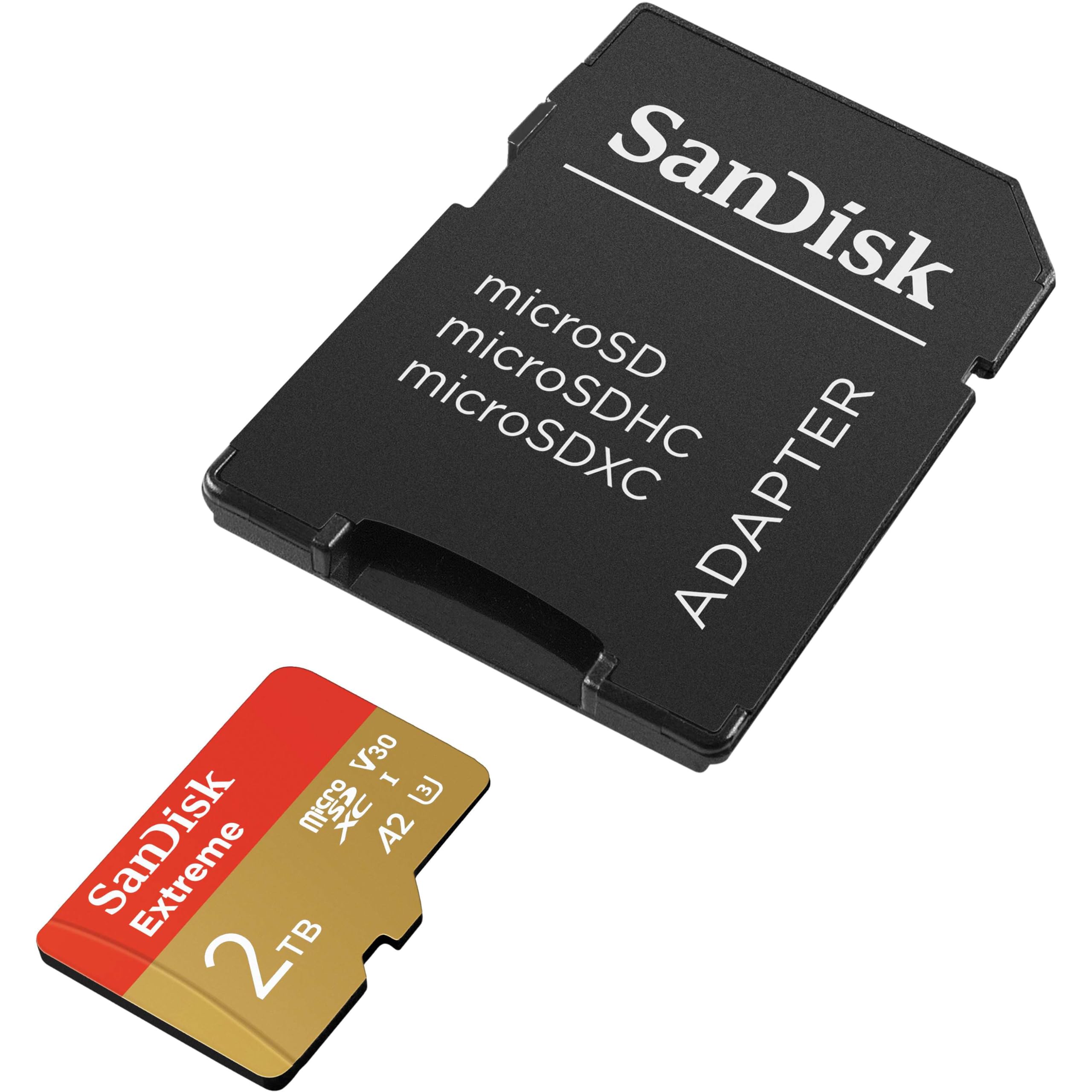 Sandisk 2Tb Extreme Microsdxc Uhs I Memory Card With Adapter   Up To 240Mb/S, C10, U3, V30, 4K, 5K, A2, Micro Sd Card  Sdsqxav 2