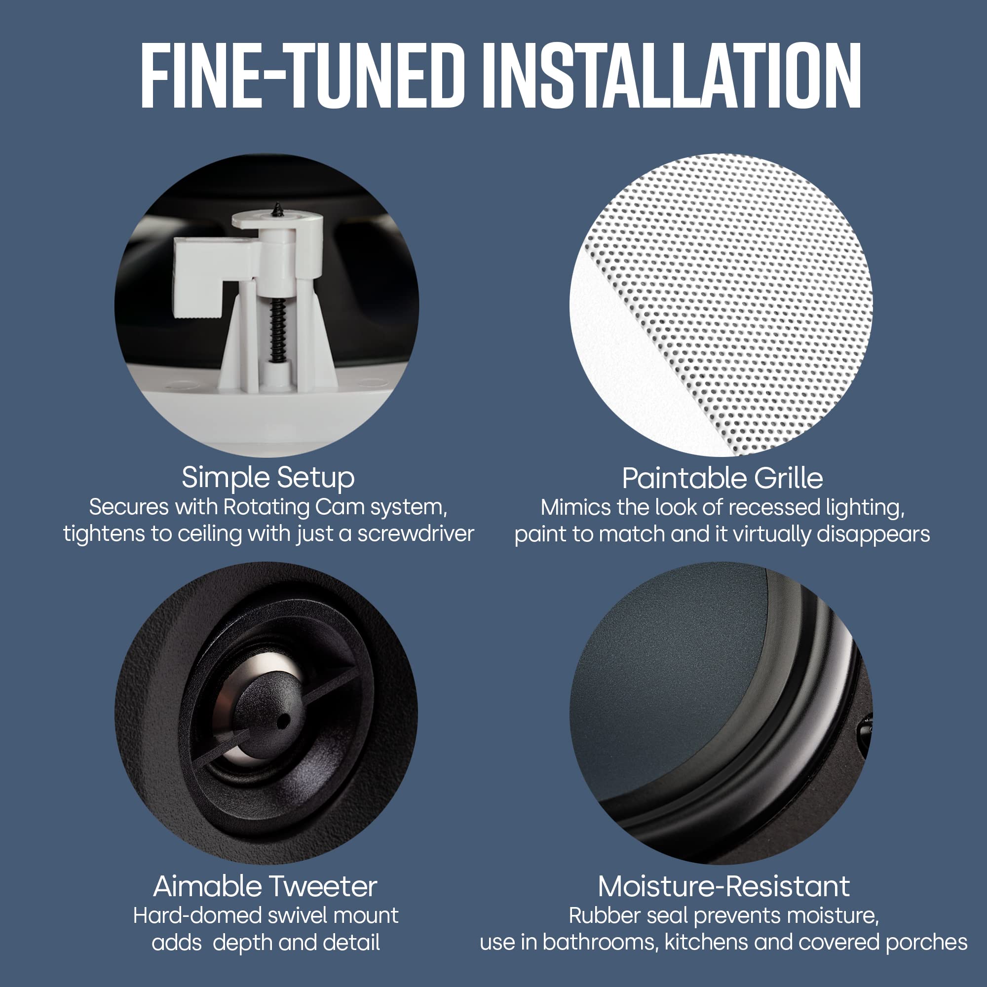 Polk Audio Rc65I 2-Way Premium In-Wall 6.5 Speakers, Pair Of 2 Perfect For Damp And Humid Indoor/Outdoor Placement - Bath, Kitch