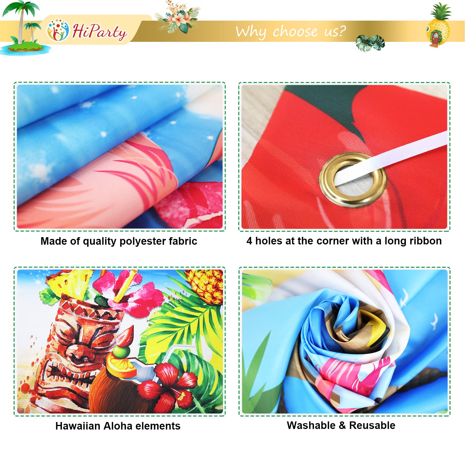 Hiparty Hawaiian Luau Party Decorations   Luau Backdrop For Birthday Party Decorations Summer Beach Banner Background Photograph