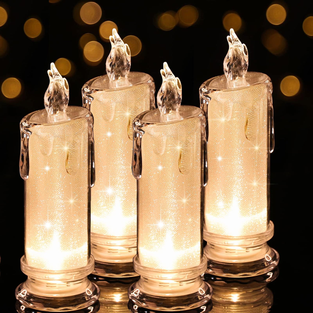 4Pcs White Led Candles (D:2.5'' X H:7'') ,Flameless Pillar Candles,Battery Operated Candles/Fake Candle, Velas Artificiales Para