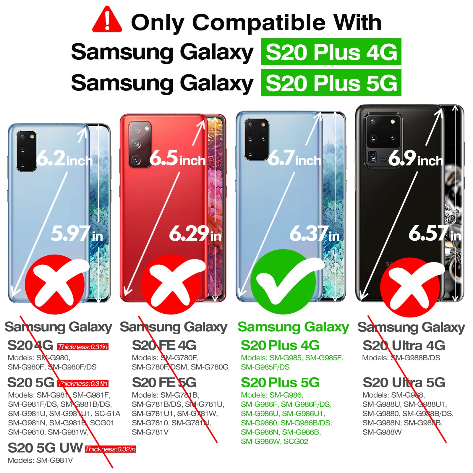 Rayboen Samsung Galaxy S20 Plus 5G Phone Case Crystal Clear Shockproof Hard Plastic Back Soft TPU