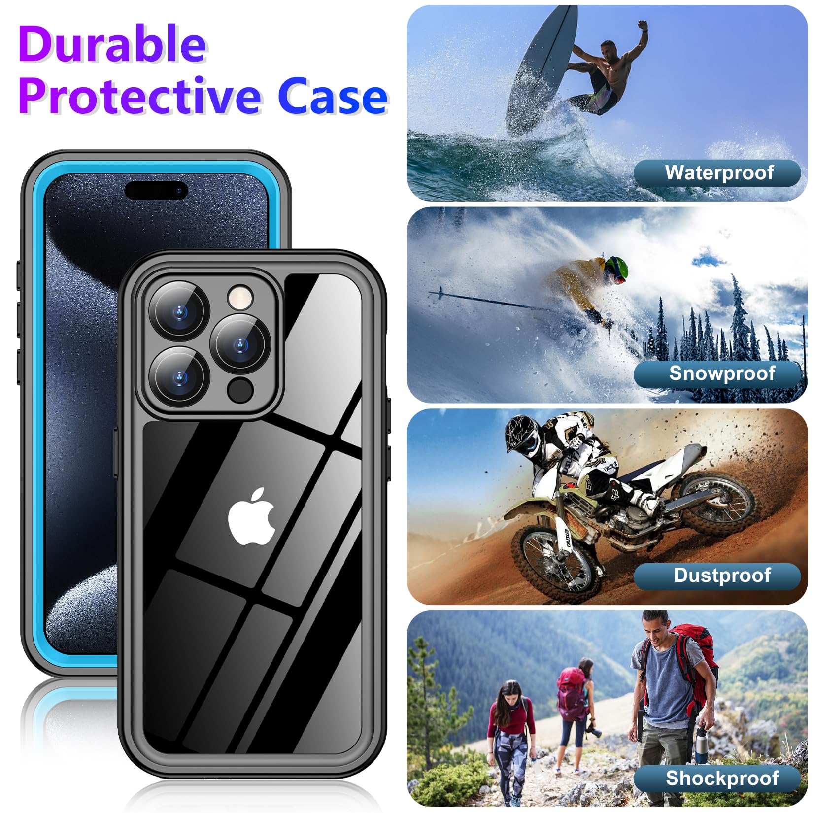 Red2Fire 2024 New For Iphone 15 Pro Case Waterproof, [Full Body Shockproof] [Ip68 Underwater][Dustproof][Dropproof] Phone Case F