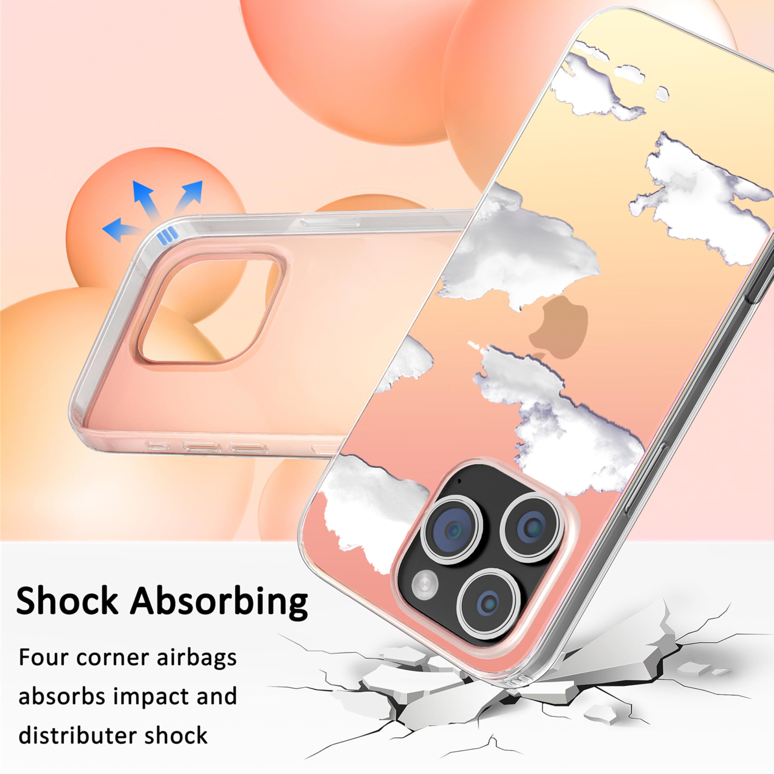 I Mgae In Ar Compact Case For Iphone 16 Pro Holographic Cloud Design,Cute Trendy Soft Slim Tpu Shockproof Protective Phone Cases