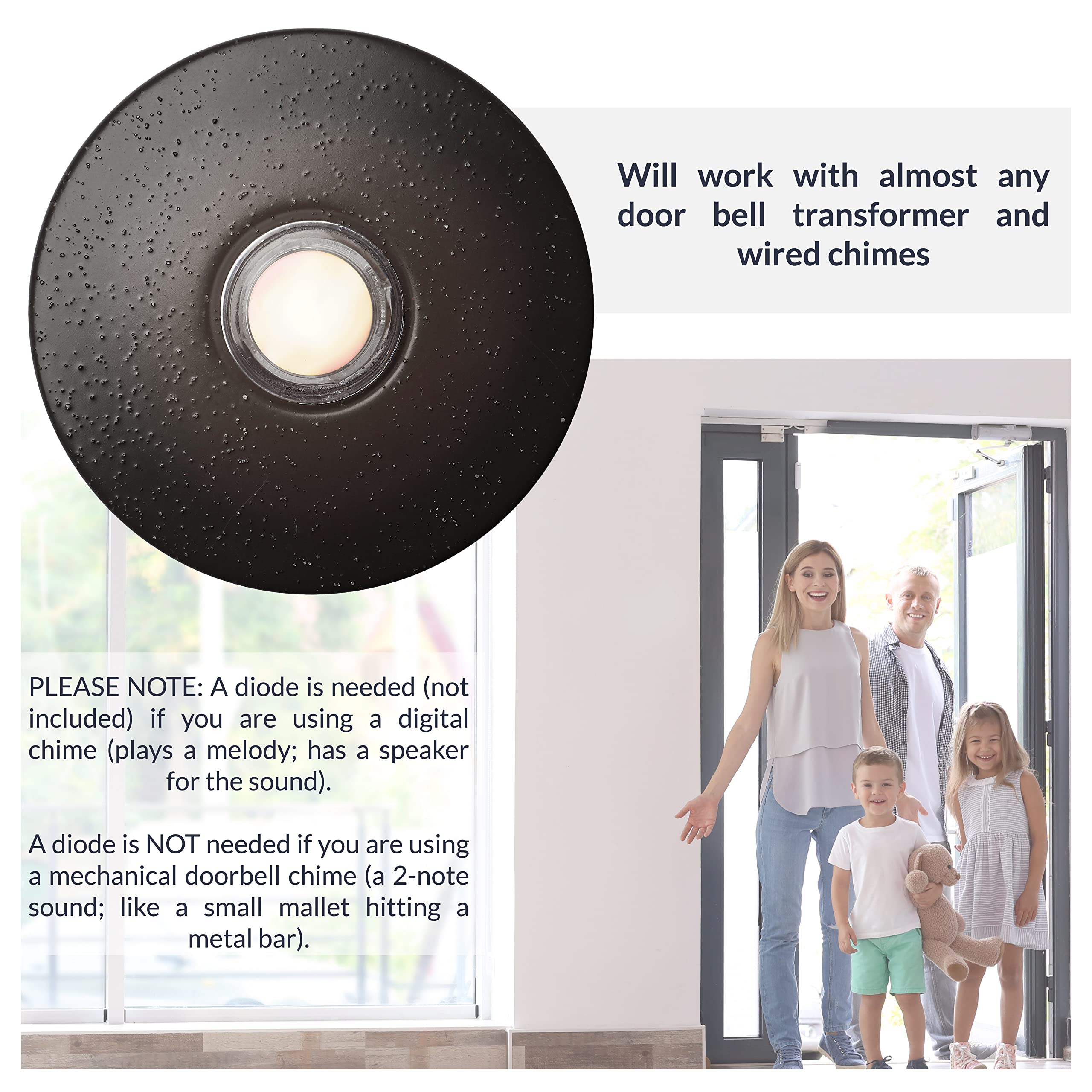 Newhouse Hardware Orb5Wl Lighted Doorbell Button, 1 Pack, Oil Rubbed Bronze