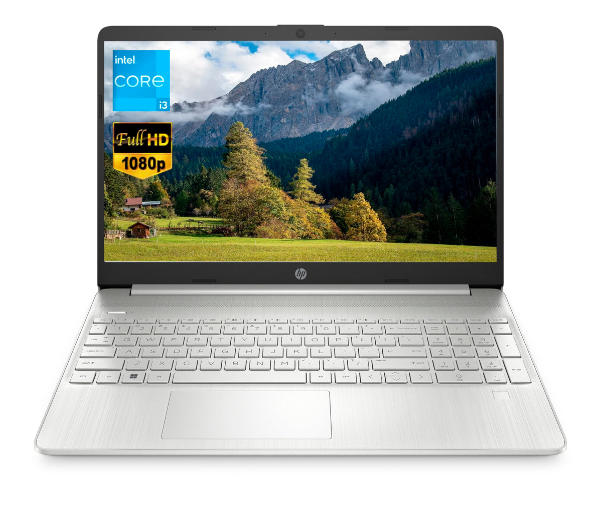 HP 15.6' FHD Laptop, Intel Core i3 1215U Processor, Intel UHD Graphics, 8GB RAM, 256GB SSD, Fingerprint Reader, Silver, Windows 11 Home, EAT Mouse pad?