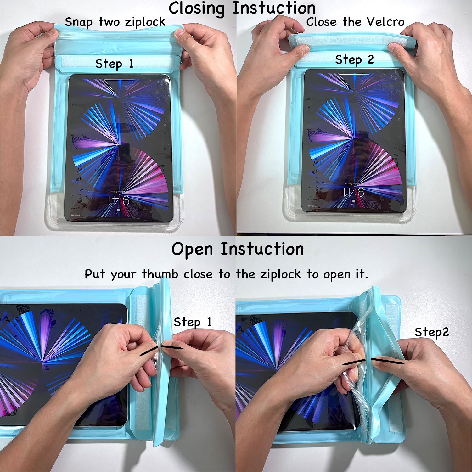 Emseek Floating Waterproof Tablet Case Dry Bag Ereader Cover Waterproof Holder Pouch For Ipad Mini Galaxy Tab A S2 E Tab M8 Zenp