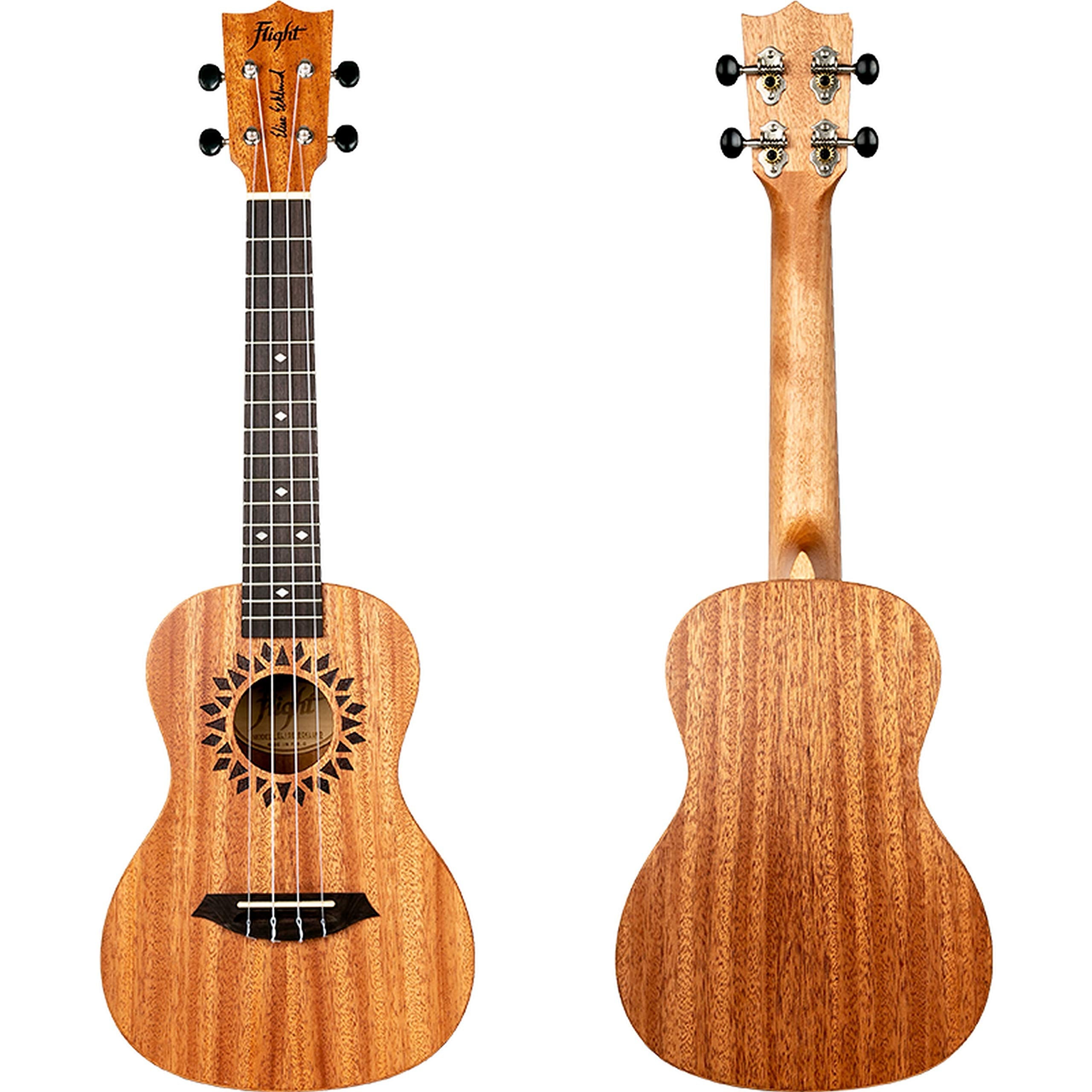 Flight Concert Ukulele - 4-String Elise Ecklund Signature Model 5827, Clear & Turquoise Finish