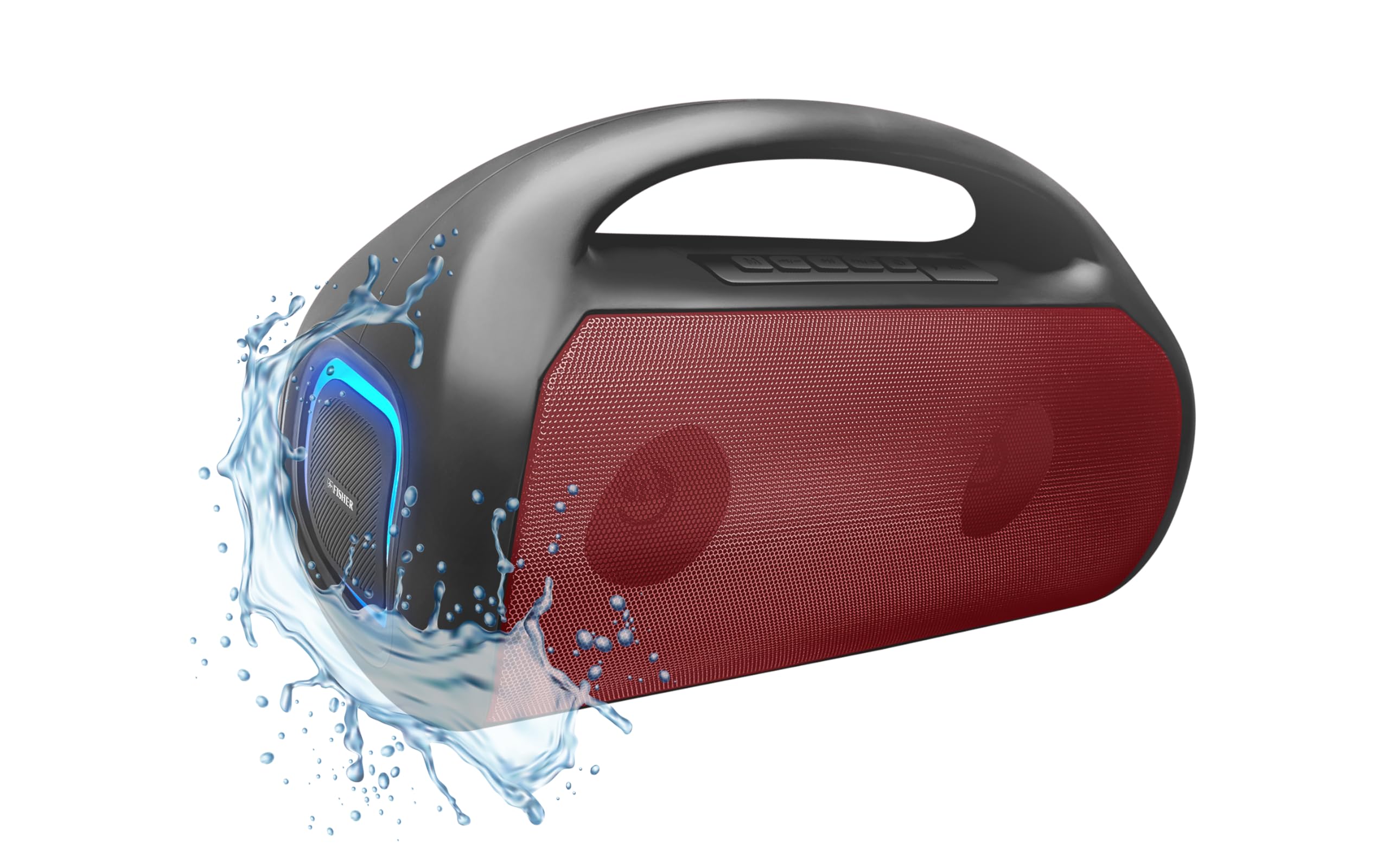 Fisher Portable Bluetooth Speakers - Portable Wireless Speaker with 20W Peak Power, HD Sound, RGB Lights, IPX4 Water Resistant,