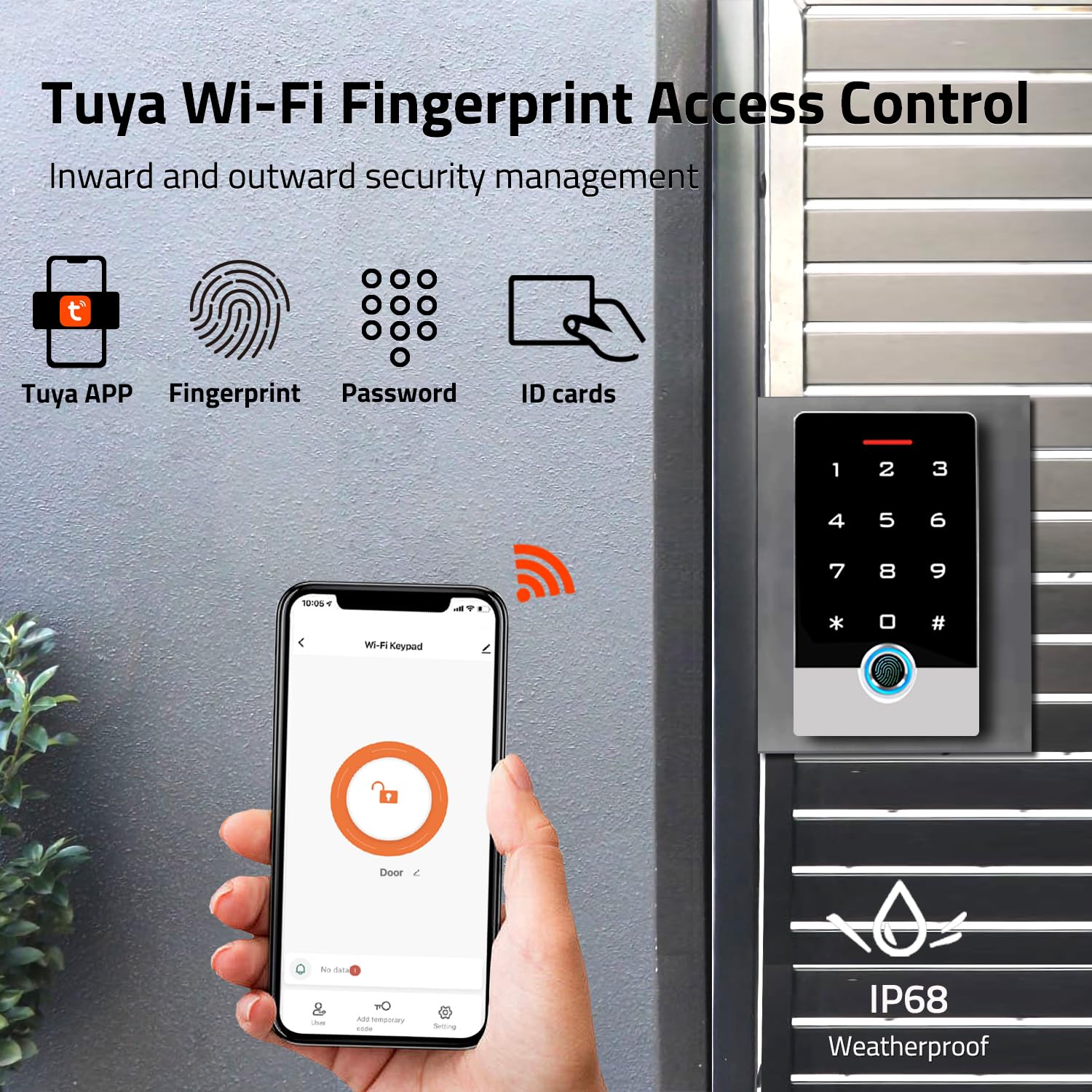 Wireless Wifi Tuya Access Control System, Fingerprint Password Stand Alone Door Access Control Keypad With Id Keyfob, Wg26/34 Em Card Reader Access Controller, Full Metal Weatherproof, Backlight
