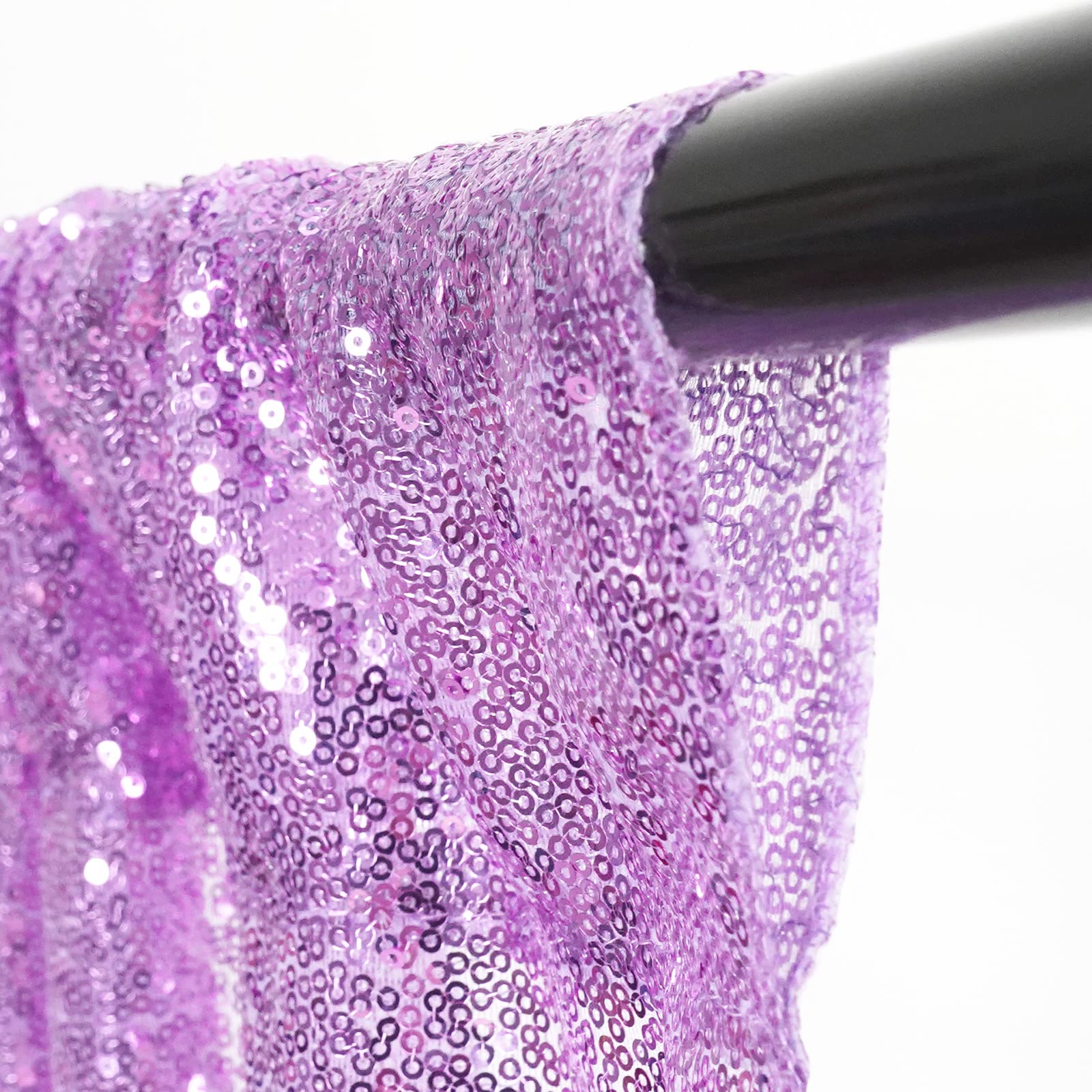 Poise3Ehome 2Pcs 2Ft X 8Ft Sequin Backdrop Curtains, Glitter Photography Background, Sequence Xmas Thanksgiving Backdrop (Lavend