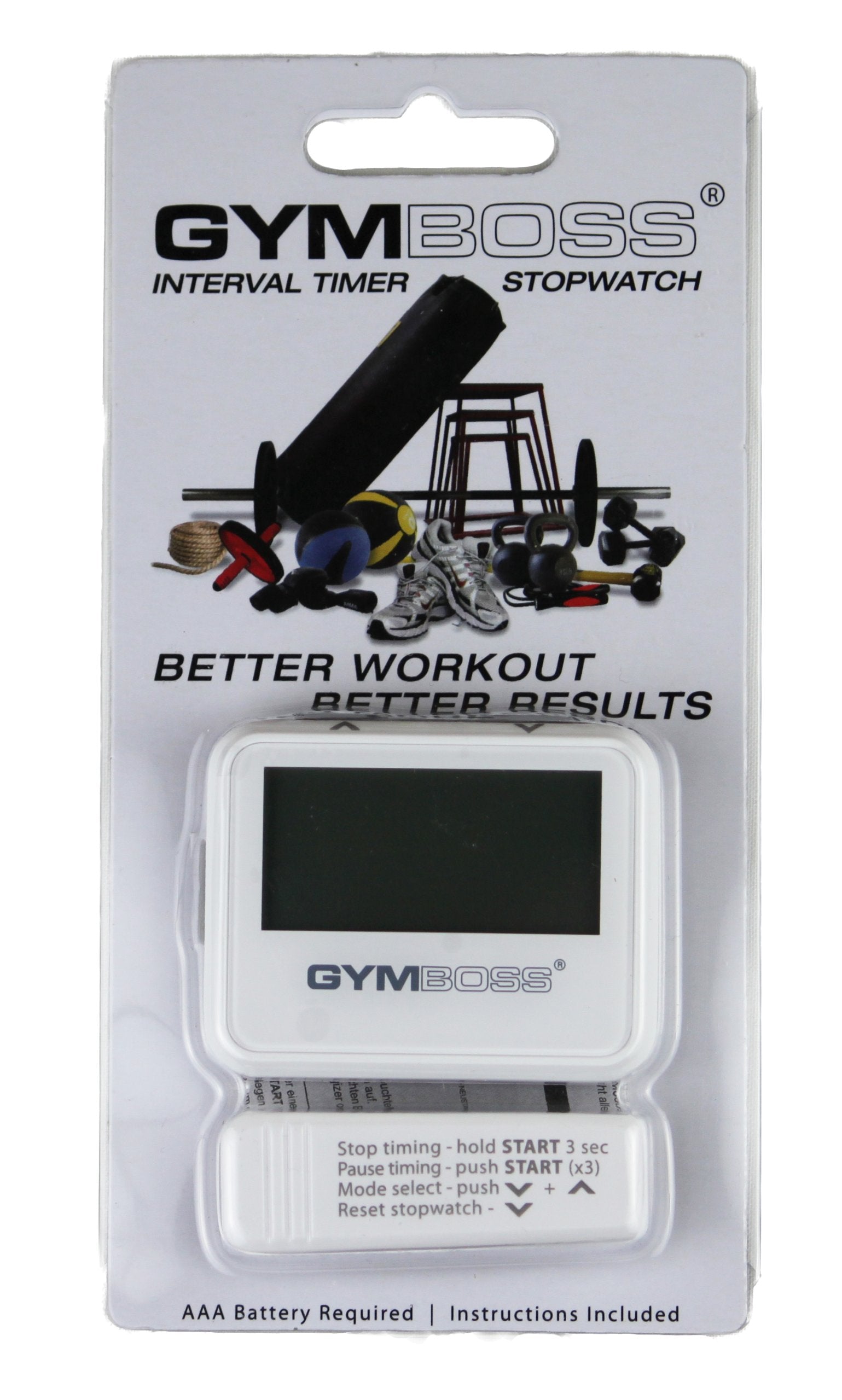 Gymboss Interval Timer And Stopwatch   White/Gray Gloss
