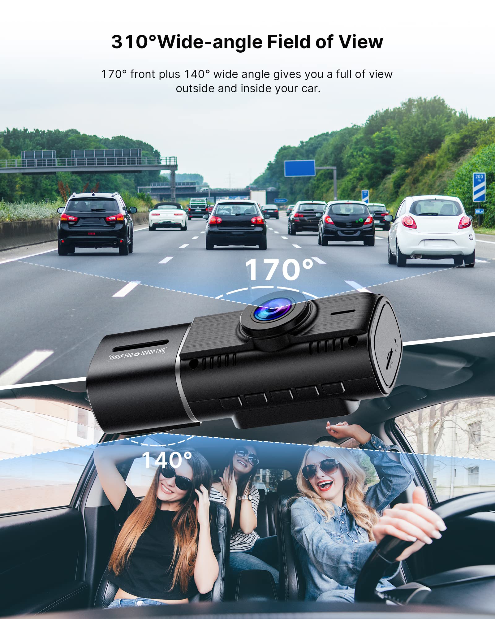 Dual Dash Cam Front And Inside 1080P Dash Camera For Cars Ir Night Vision Car Camera For Taxi Accident Lock Parking Monitor 2 Mo