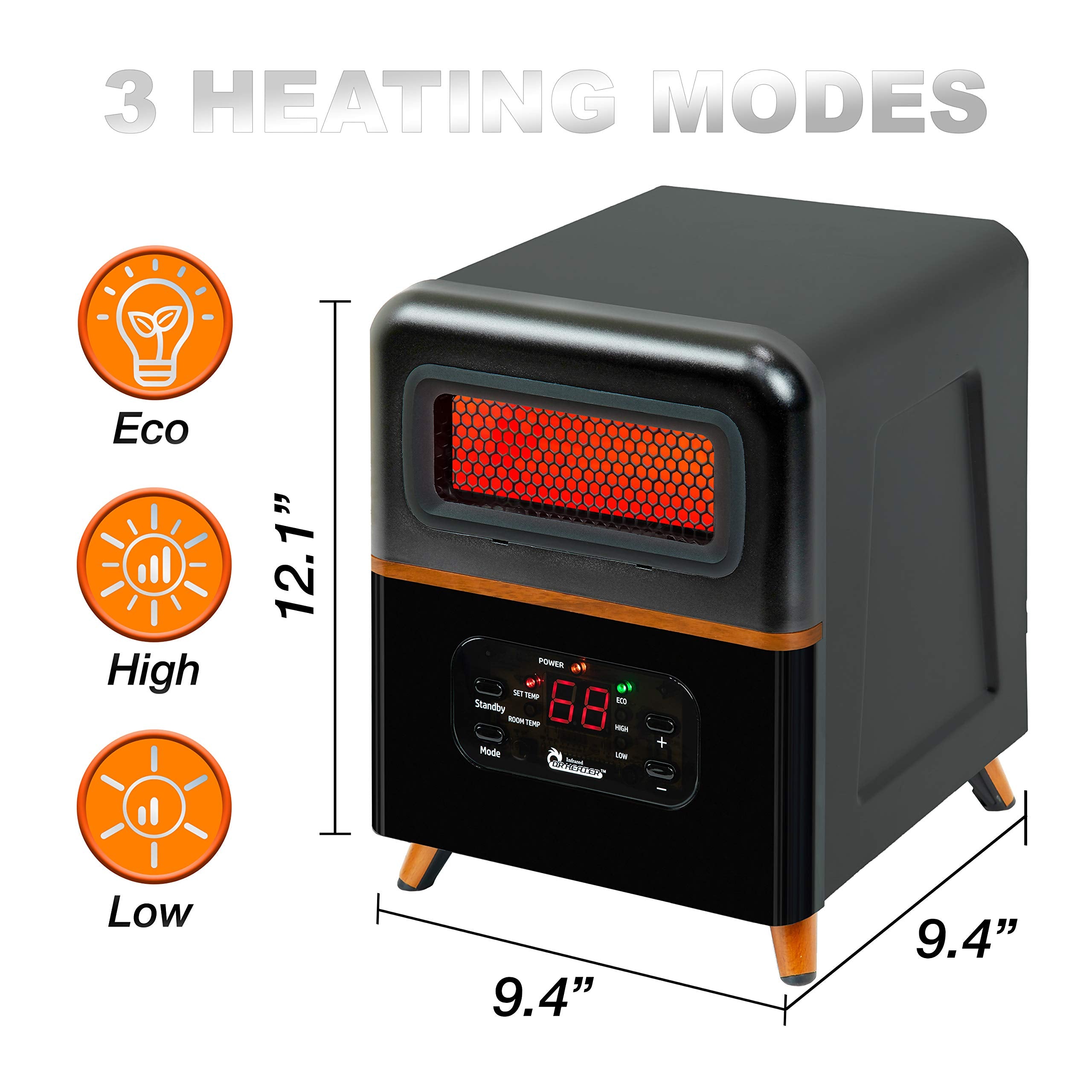 Dr Infrared Heater Dr 978 Infrared Space Heater, Hybrid, Black