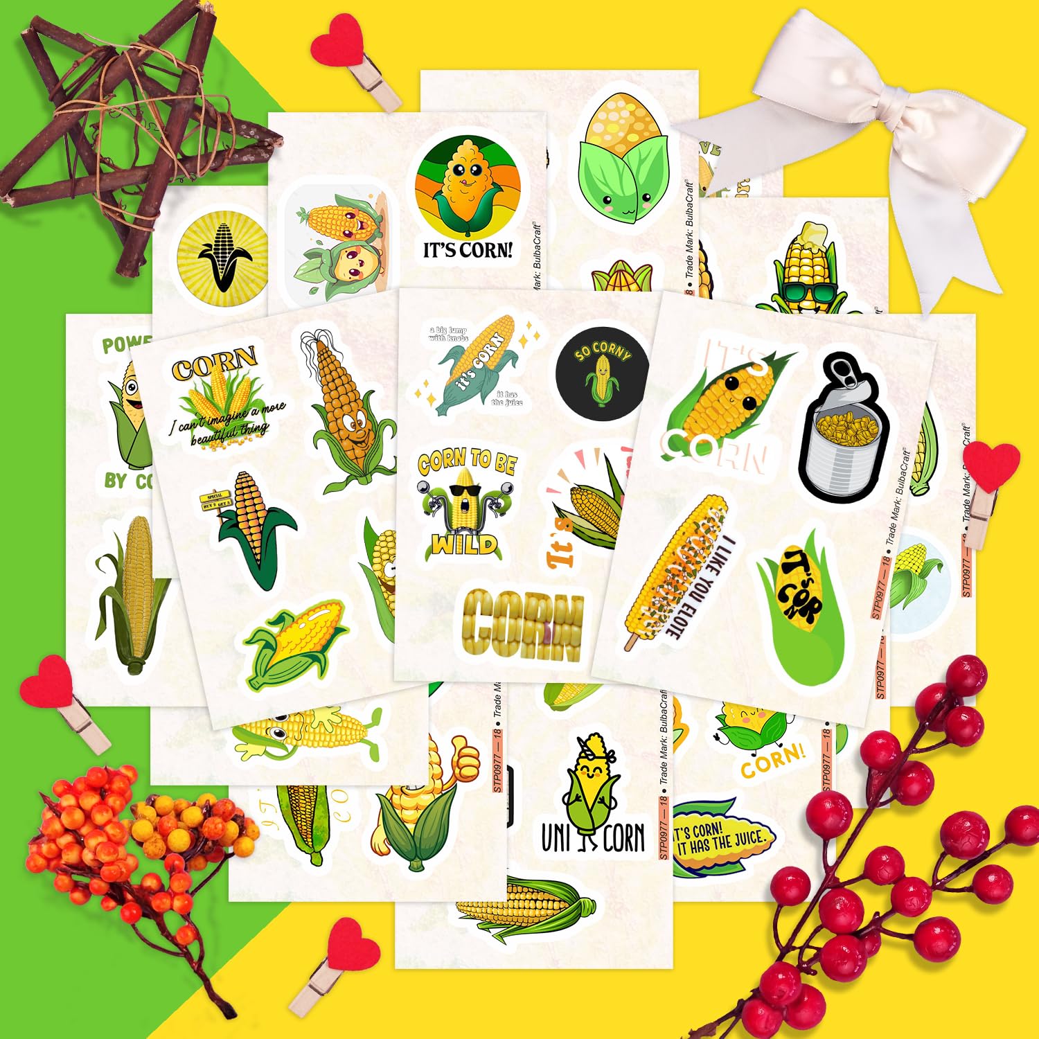Corn Stickers For Water Bottle And Laptop   Corn Party Favors & Decorations, Waterproof Vinyl Decals, Cute Vegetable And Farm St