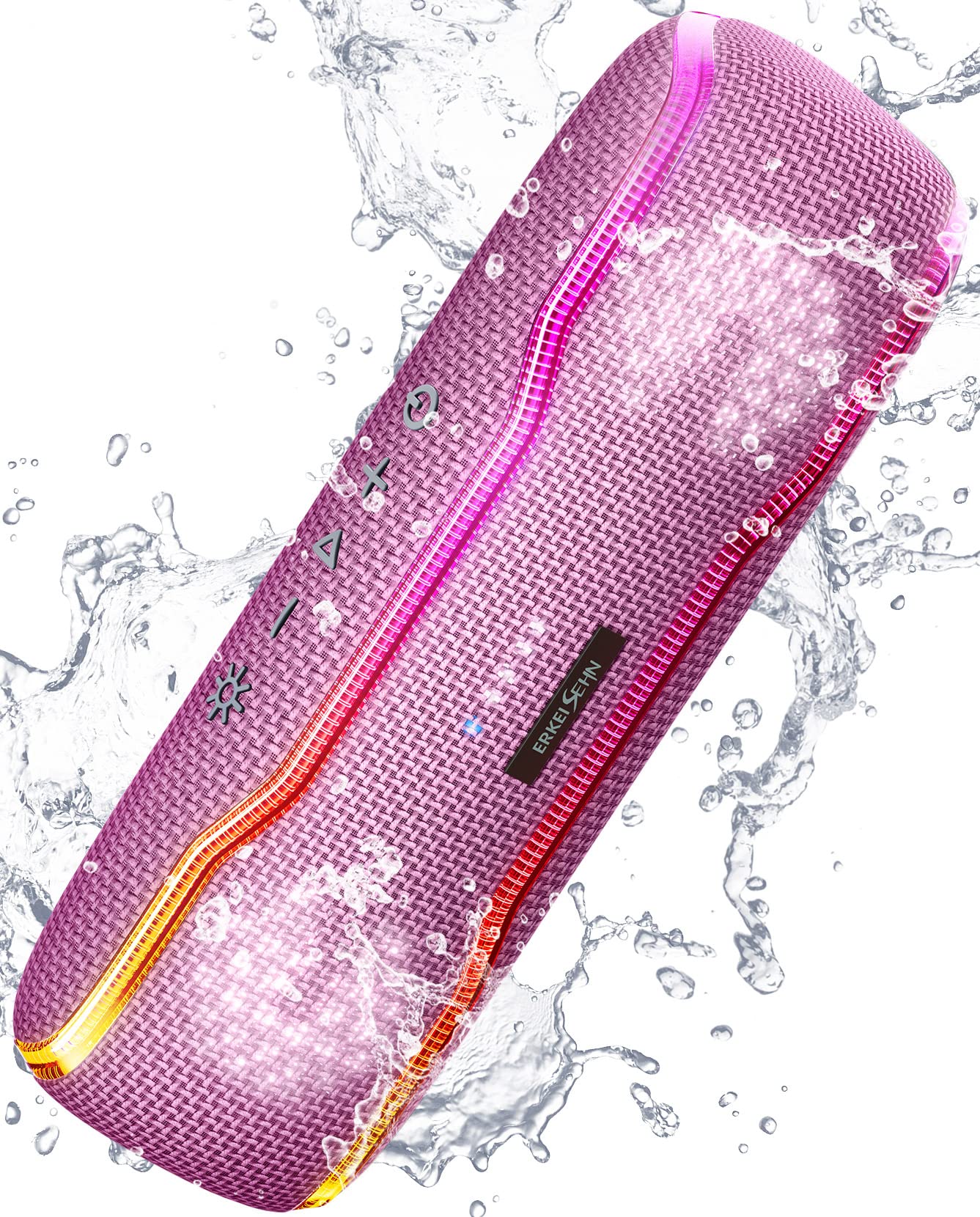 Portable Bluetooth Speaker, Ipx7 Waterproof Wireless Speakers With Colorful Flashing Lights, 24H Playtime, 100Ft Bluetooth Range, Outdoor, Home, Party, Tws Pairing For Women, Girls Gift   Pink