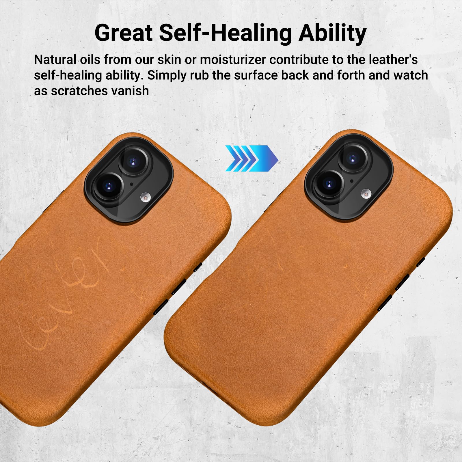 Belemay Compatible With Iphone 16 Plus Leather Case, Compatible With Magsafe, Premium Crazy Horse Leather [Vintage Aesthetic] Co