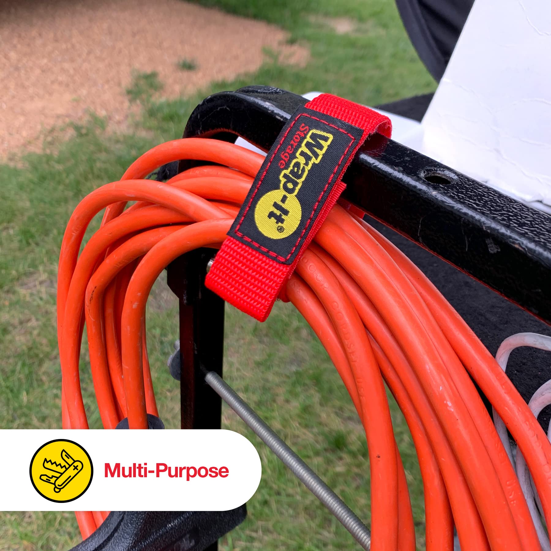 Wrap It Storage Quick Strap Cord Wraps, 9 Inch (12 Pack) Red   Hook And Loop Strap, Extension Cord Holder Gifts For Boat, Rope,