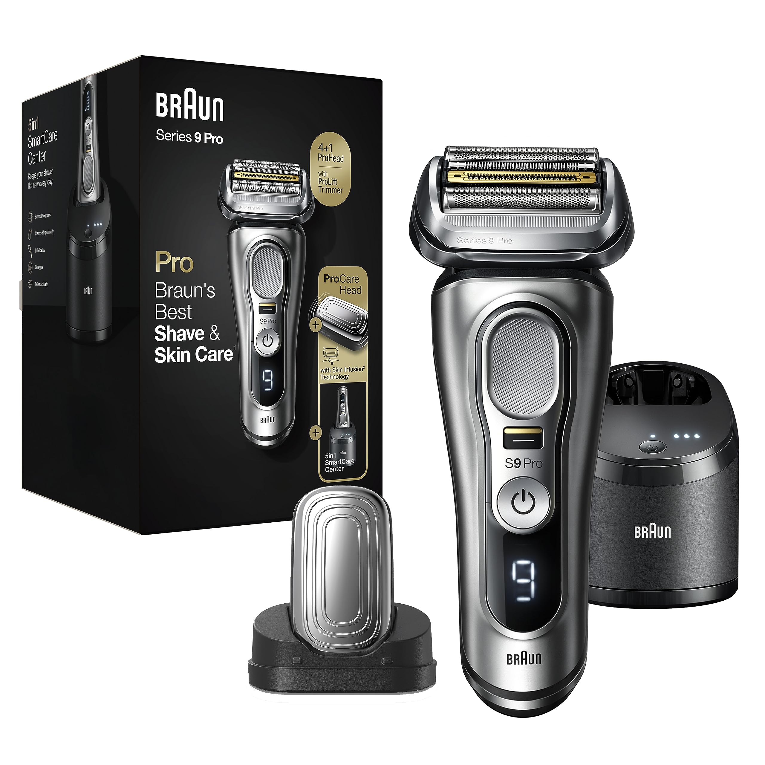 Braun Series 9 Pro 9487Cc Electric Razor For Men, Wet & Dry, Electric Razor, Rechargeable, Electric Shaver With Clean & Charge S