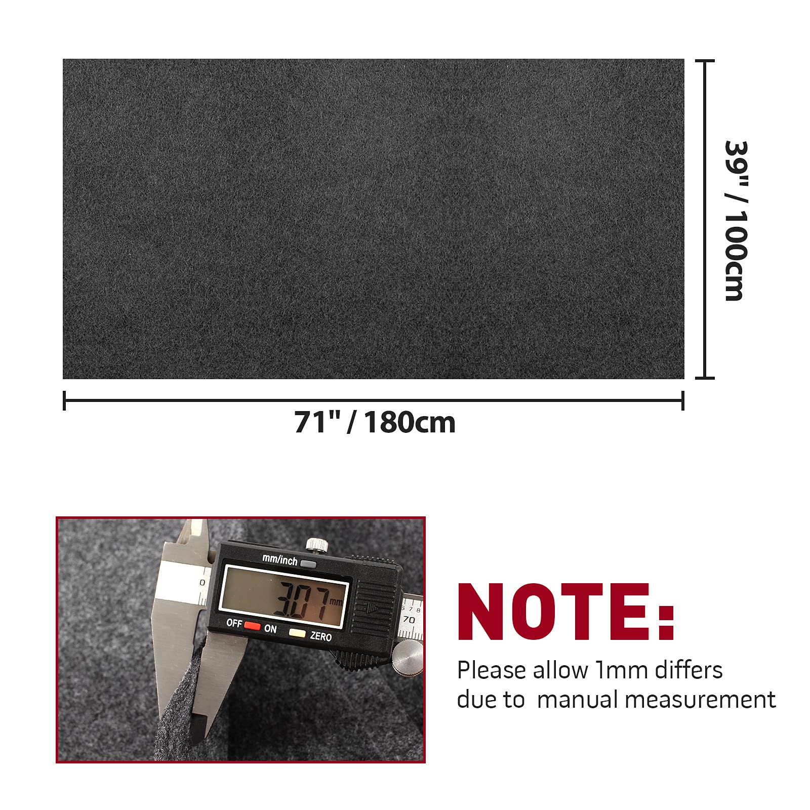 Modigt 40'' By 70'' Underfelt Carpet For Rv, Boat, Truck, Speaker Box, Door Liner, Desk (Mid Gray)