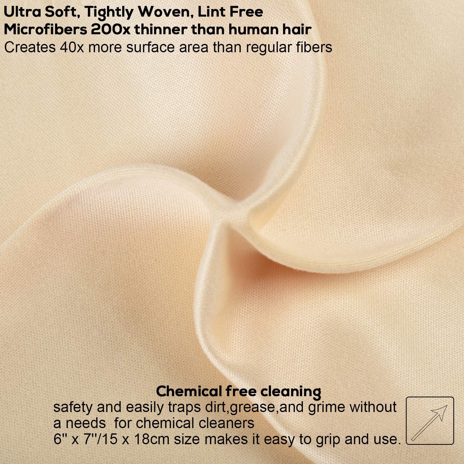 Waka 10 Pack Upgraded Microfiber Cleaning Cloth, 6X7 Lint Free Cloth For Eyeglasses, Camera Lens, Cell Phones, Lcd Screens, Comp