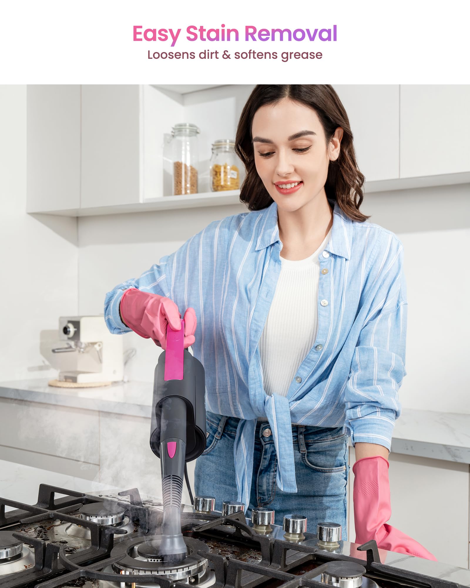 Schenley 7 In 1 Steam Mop Dual Rod Design With Detachable Handheld Steamer For Walls, Grouts, Hard Floors, Tiles, Includes Multi