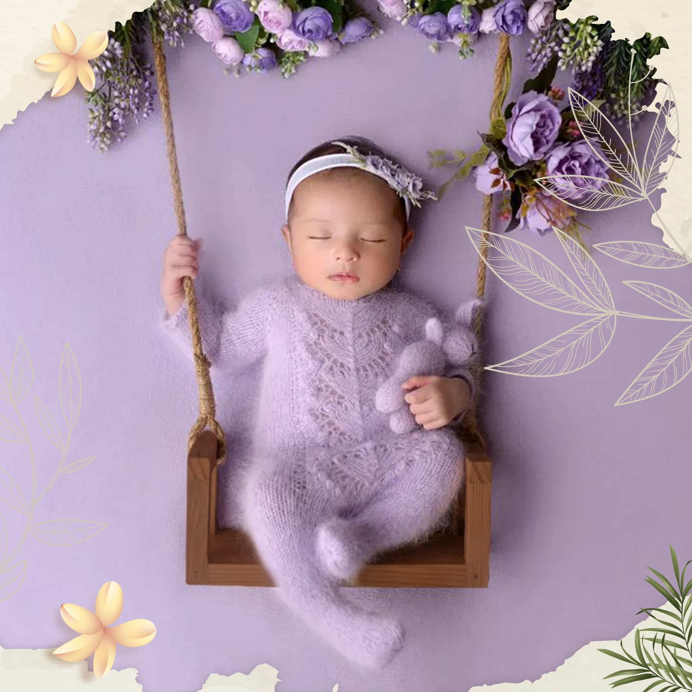 M&G House Newborn Photography Props Swing Prop Wooden Swing Baby Photo Props Wooden Prop Swing Baby Photoshoot Props Newborn Pho