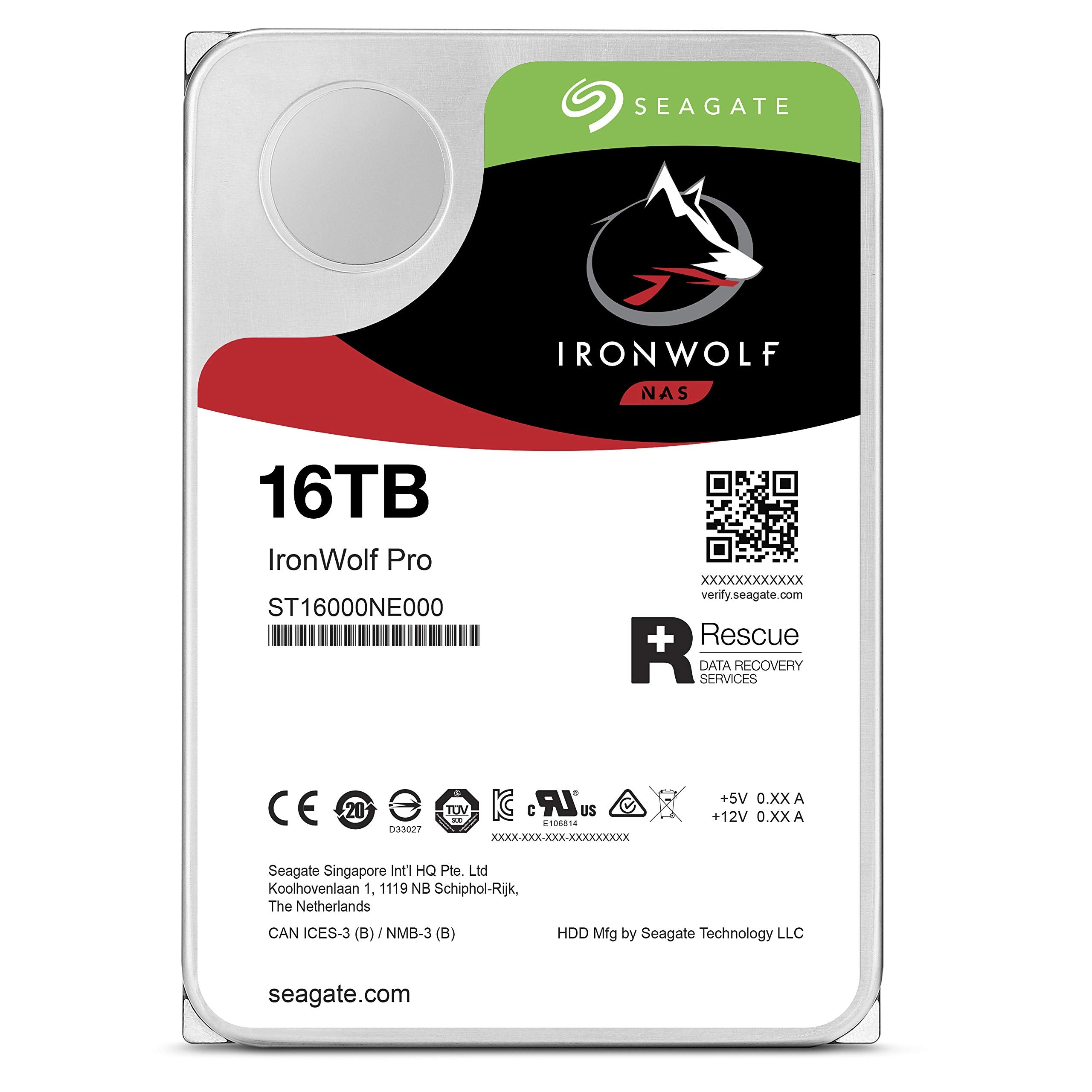 Seagate IronWolf Pro 16TB Internal Hard Drive - 3.5" SATA 600, Model ST16000NE000