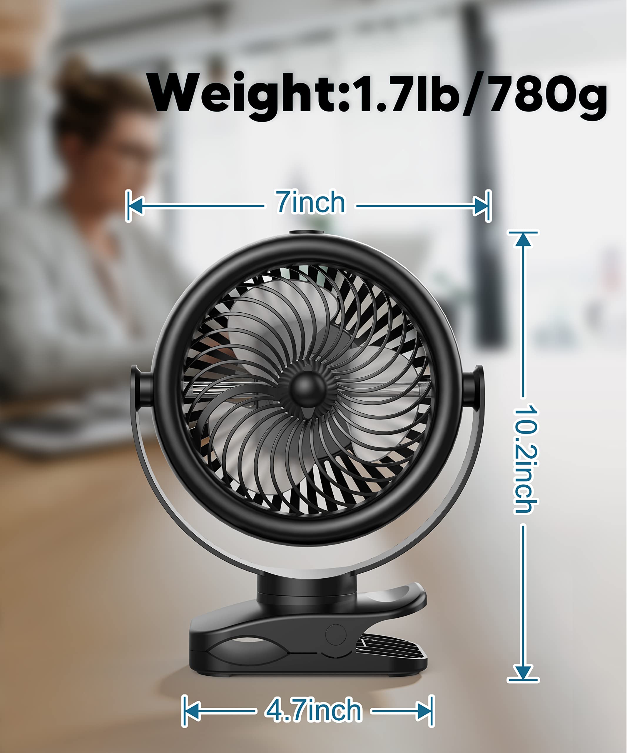 Tyzu 7 Inch Portable Fan, Misting Fan, 4000 Mah Battery Operated Fan, Outdoor Misting Fan With 2 Mist Modes & 4 Speeds, 130Ml Ta