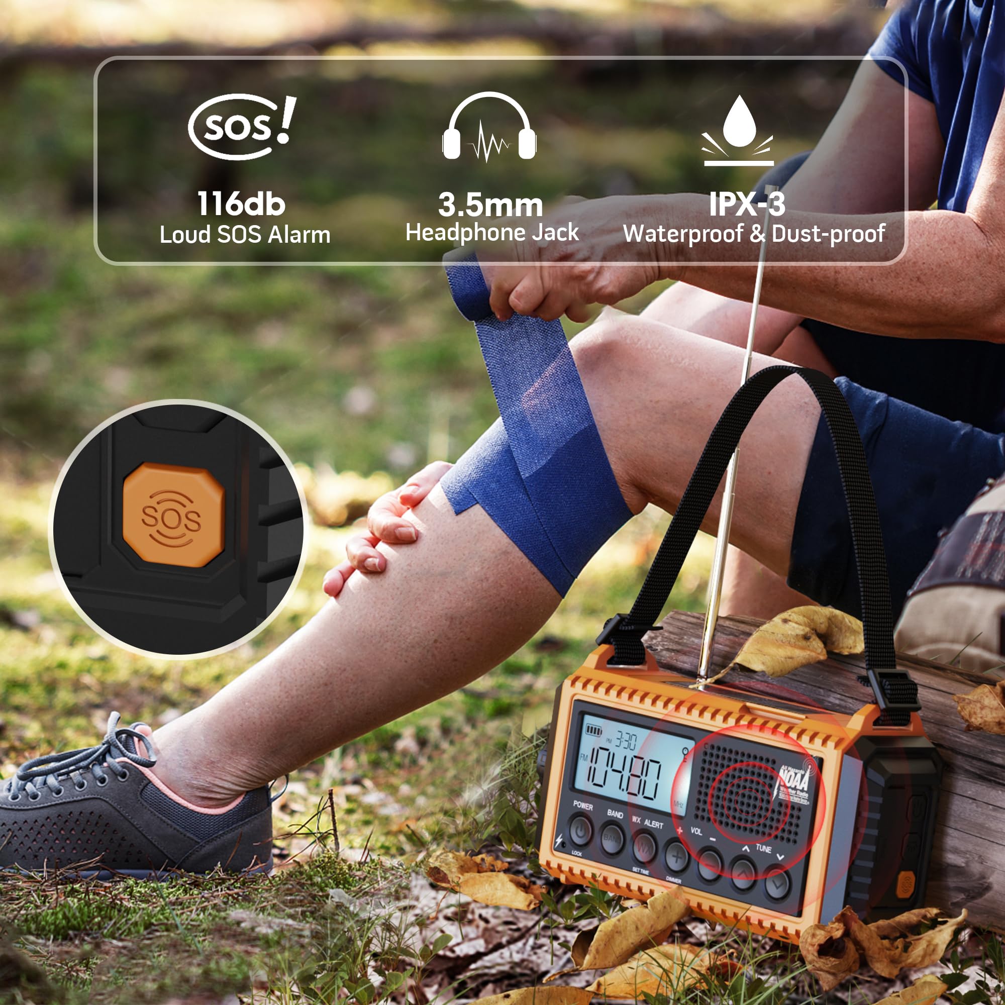 5000 Emergency Weather Radio With Am/Fm/Noaa/Sw, 5 Ways Powered Solar Hand Crank Alert Radio With Lcd Display&Sos, Portable Radi